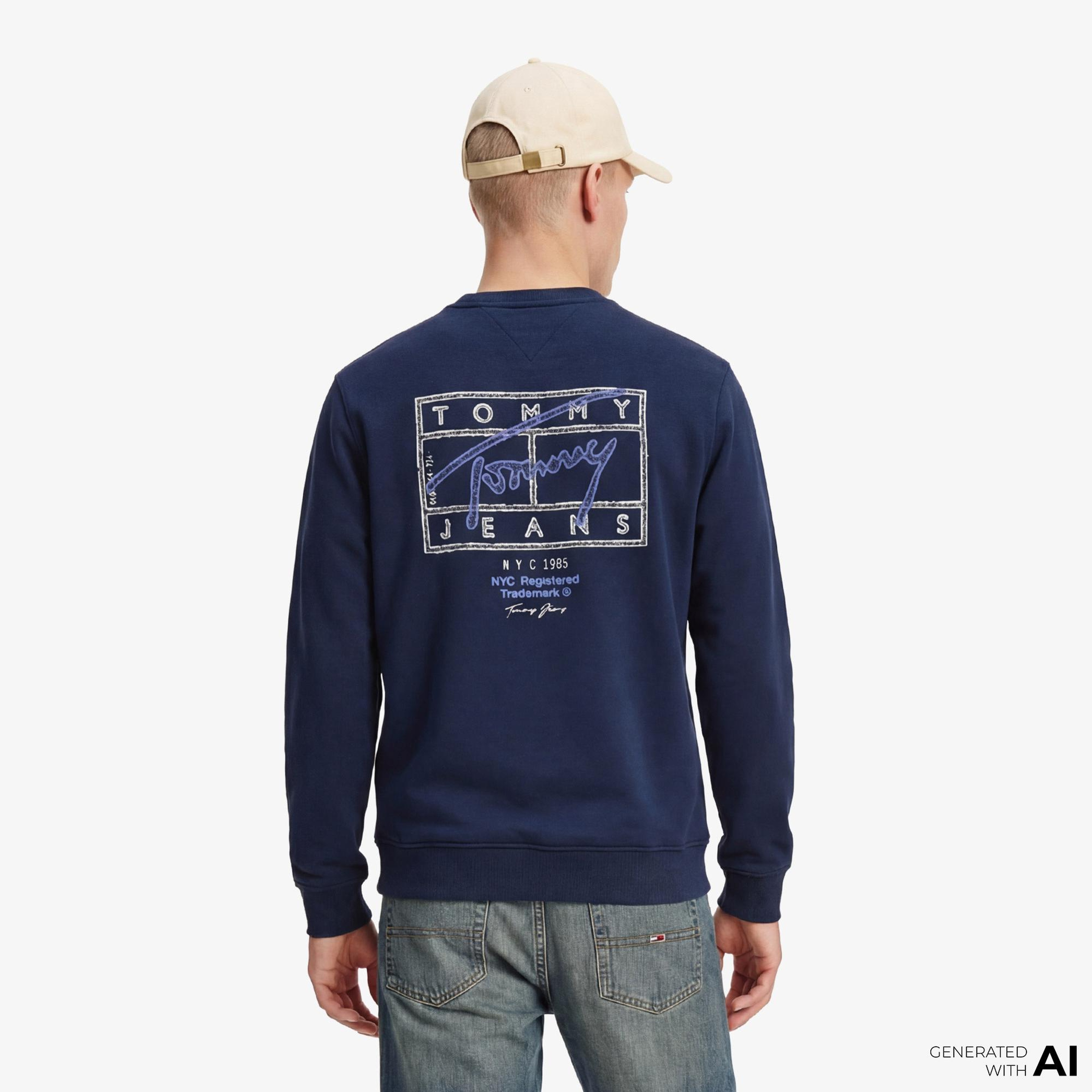 Tommy Hilfiger Dna Graphics Erkek Lacivert Sweatshirt