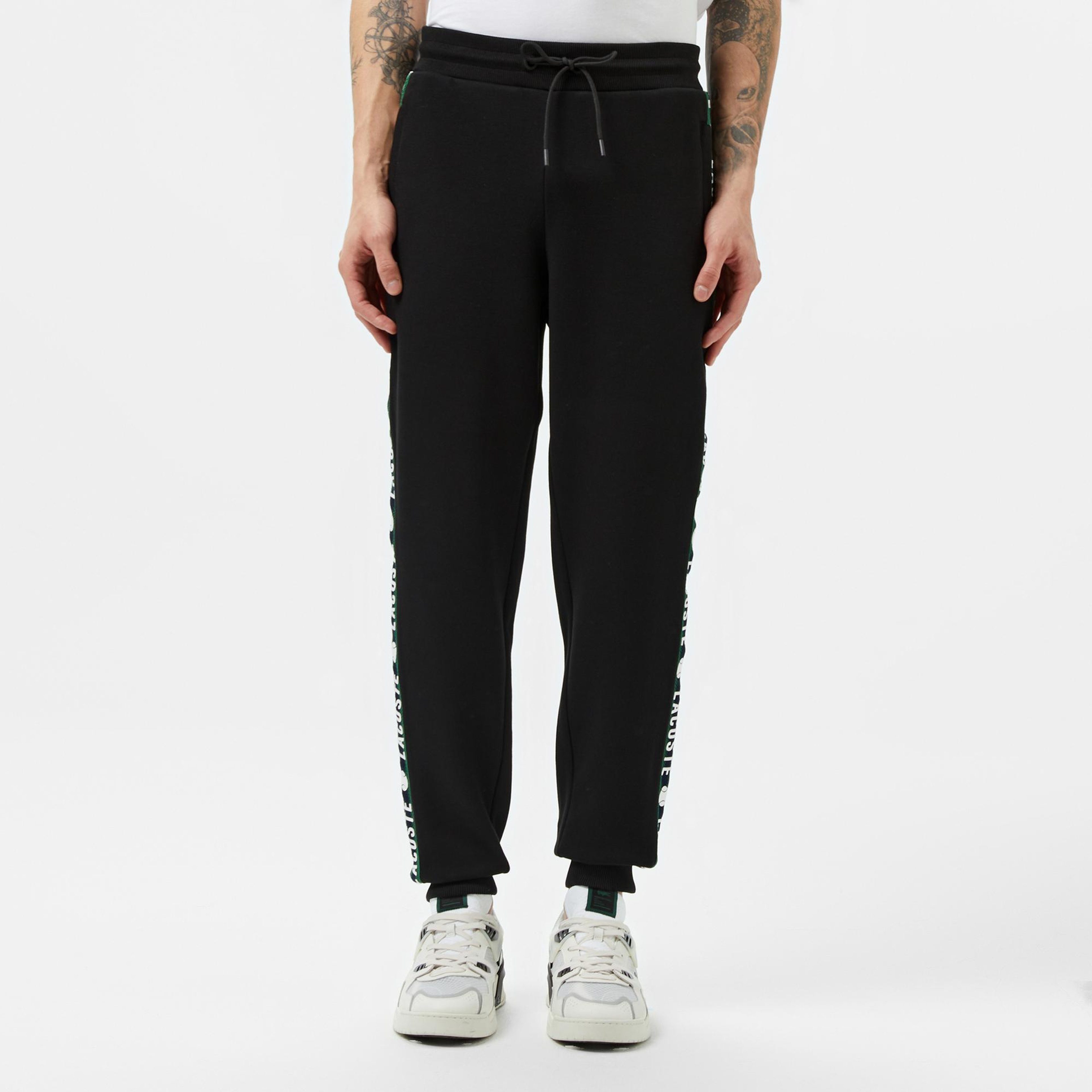 Lacoste Erkek Regular Fit Baskılı Siyah Eşofman Altı