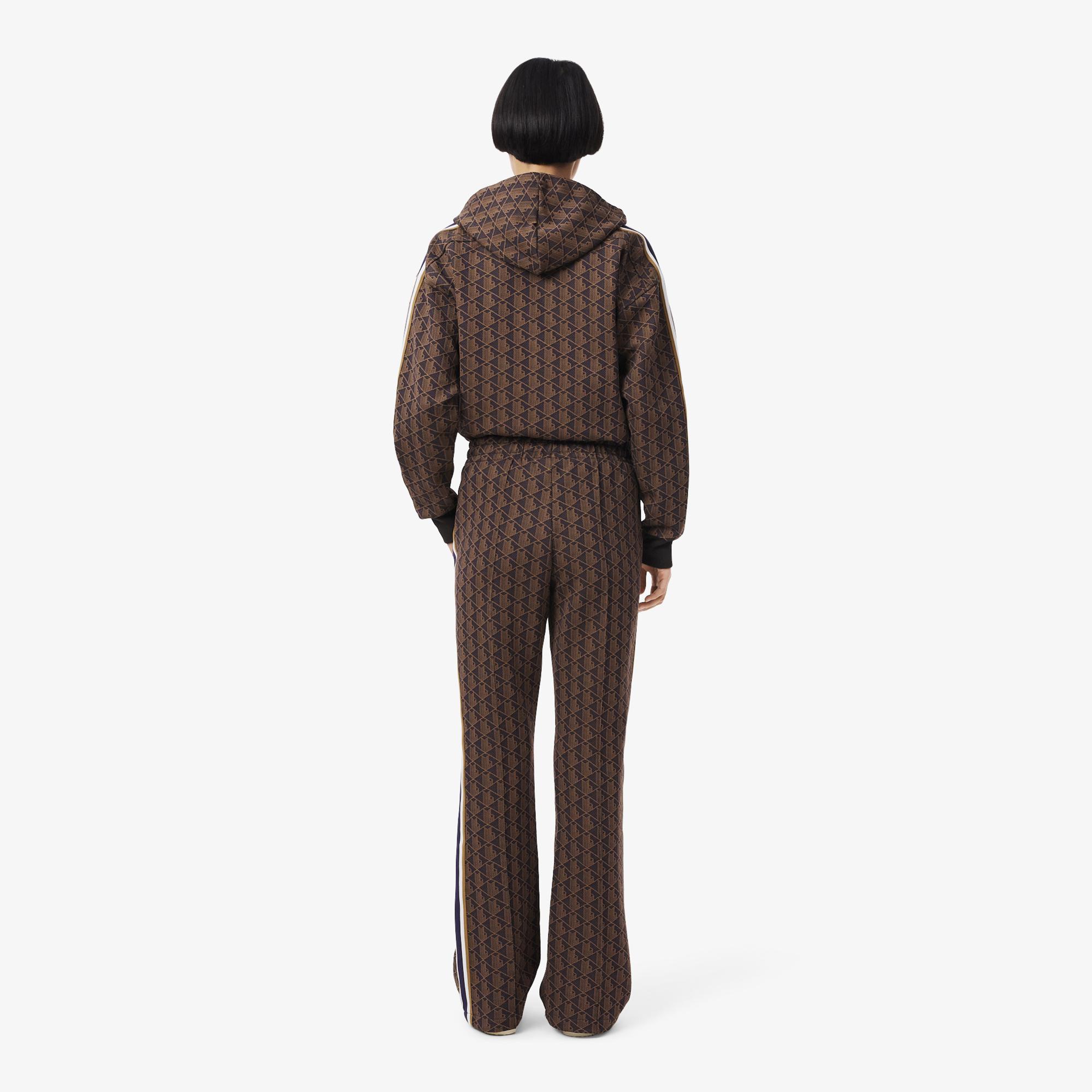 Lacoste Kadın Flare Fit Monogram Kahverengi Eşofman Altı