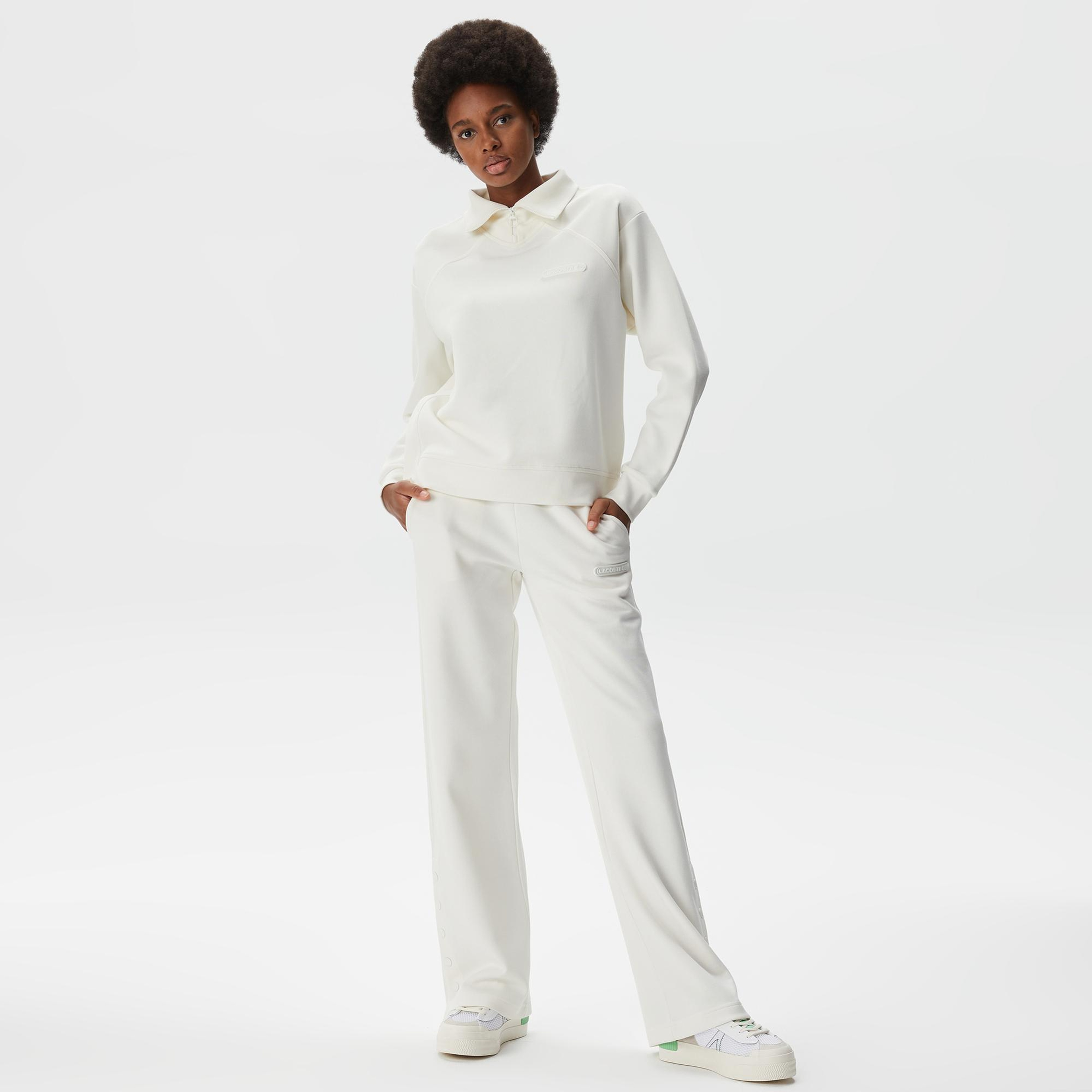 Lacoste Kadın Straight Fit Beyaz Eşofman Altı
