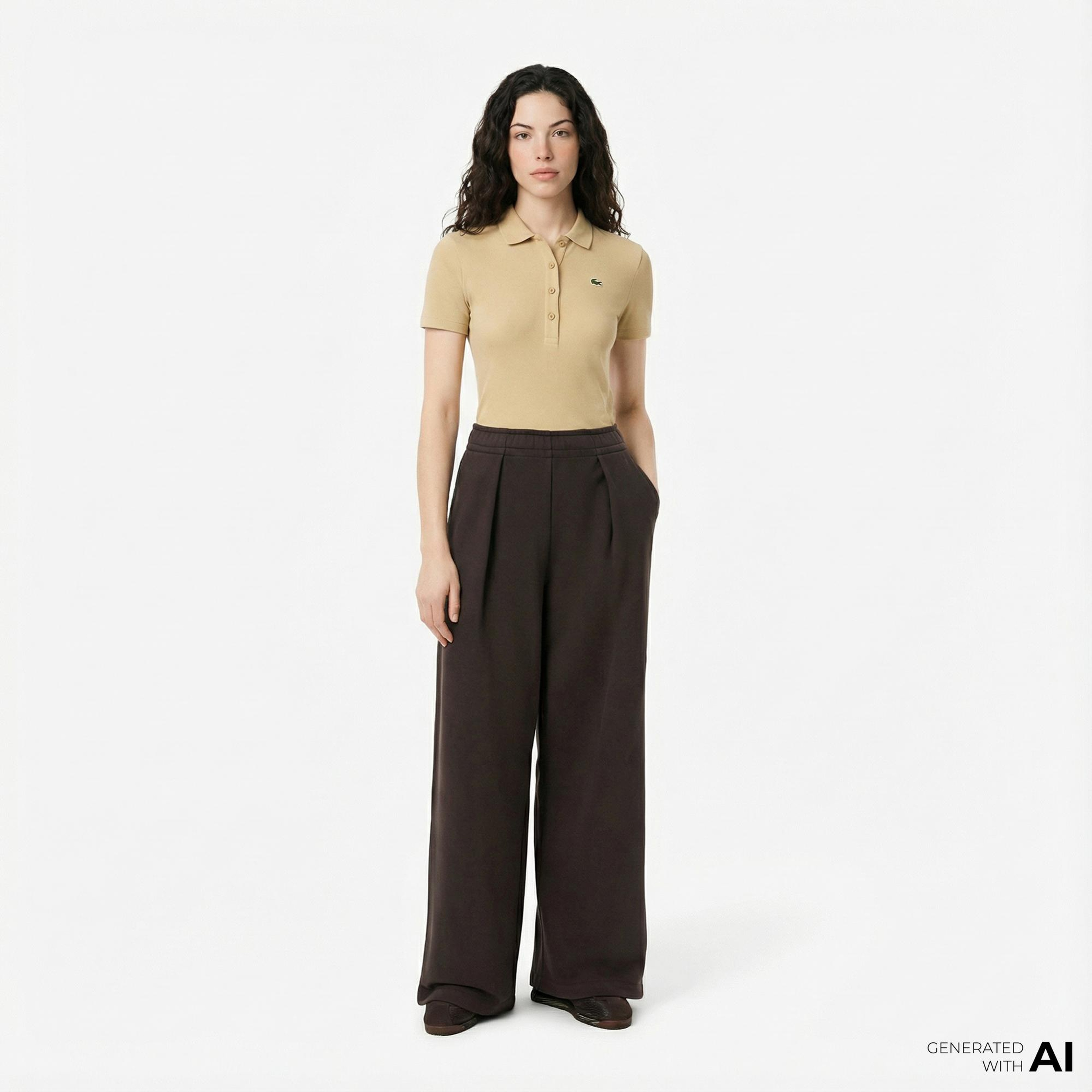 Lacoste Kadın Wide Leg Kahverengi Eşofman Altı