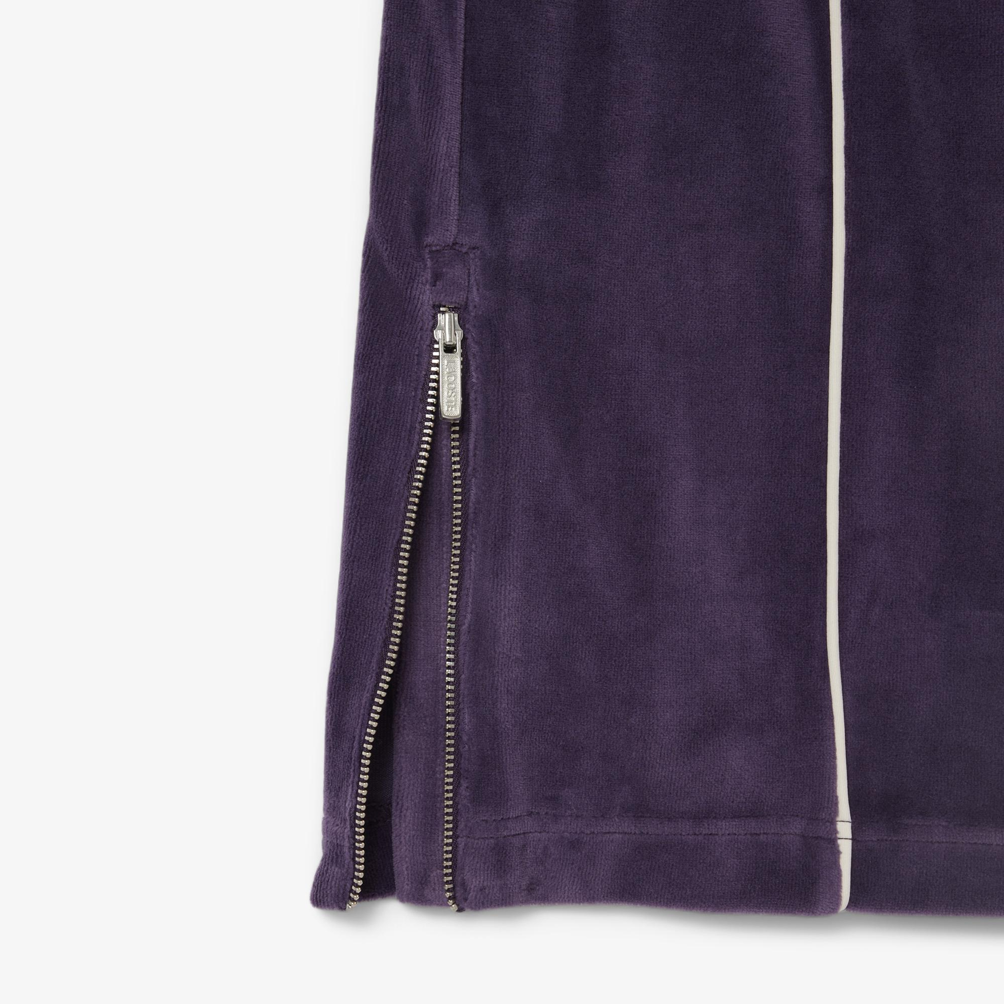 Lacoste Kadın Wide Leg Kadife Mor Eşofman Altı