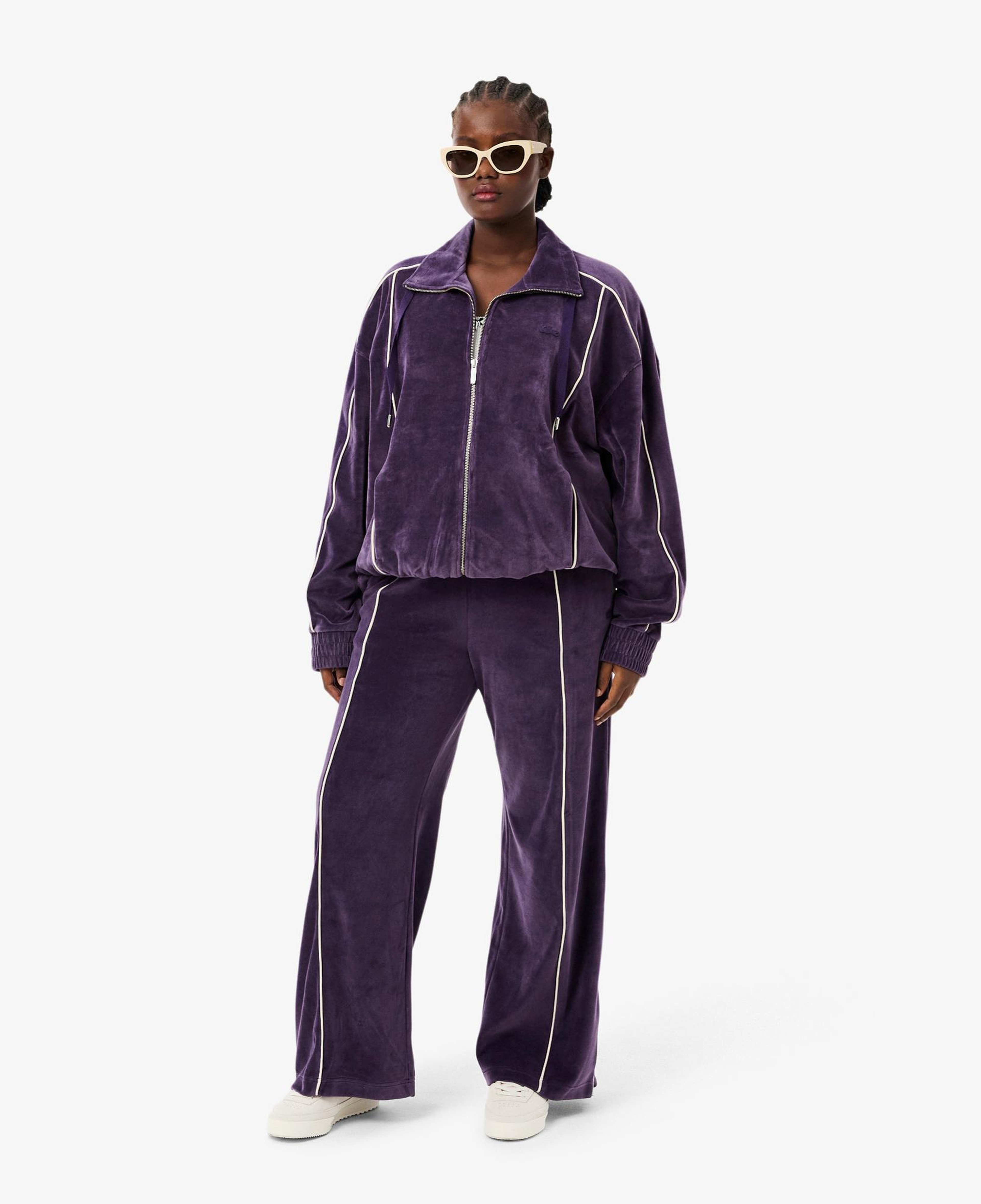 Lacoste Kadın Wide Leg Kadife Mor Eşofman Altı