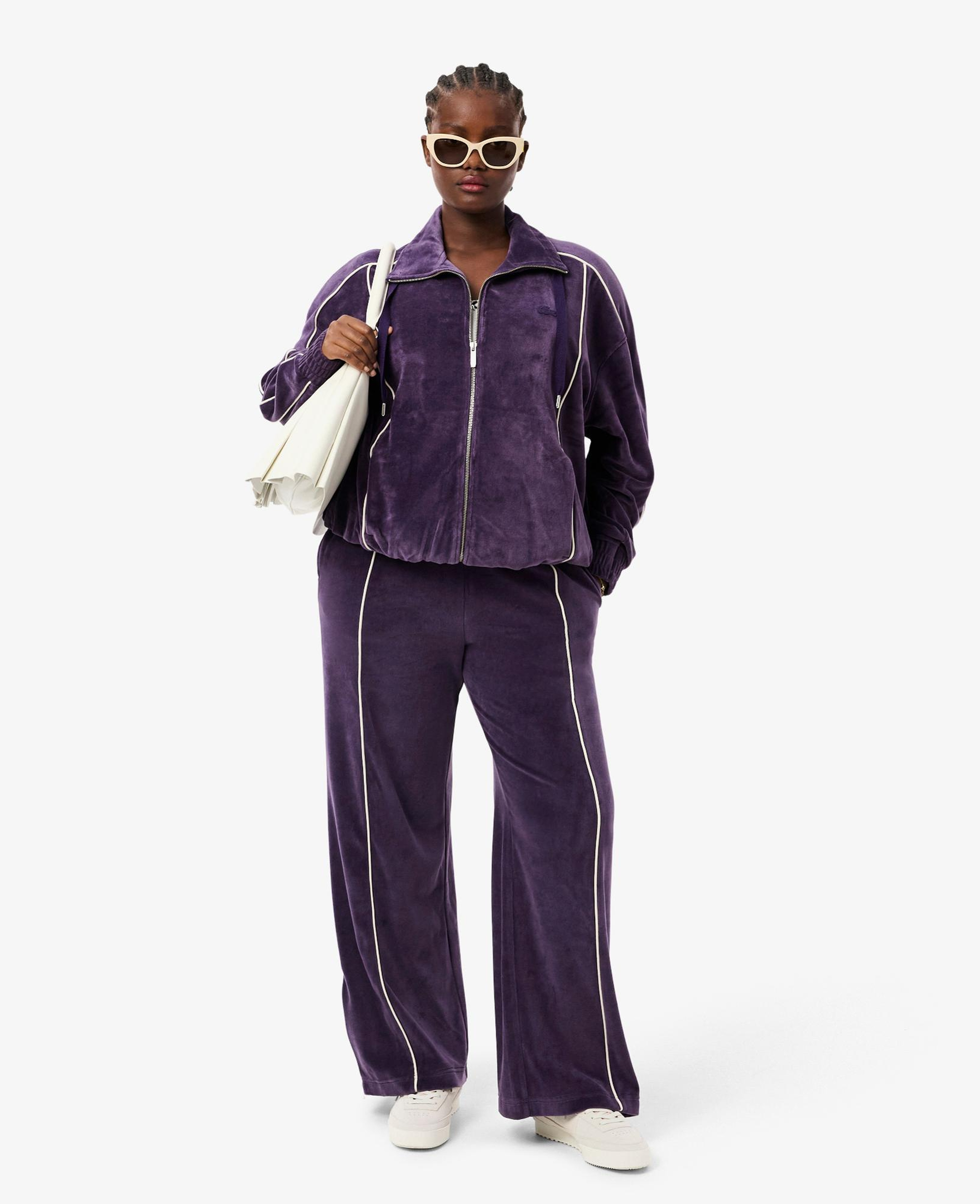 Lacoste Kadın Wide Leg Kadife Mor Eşofman Altı