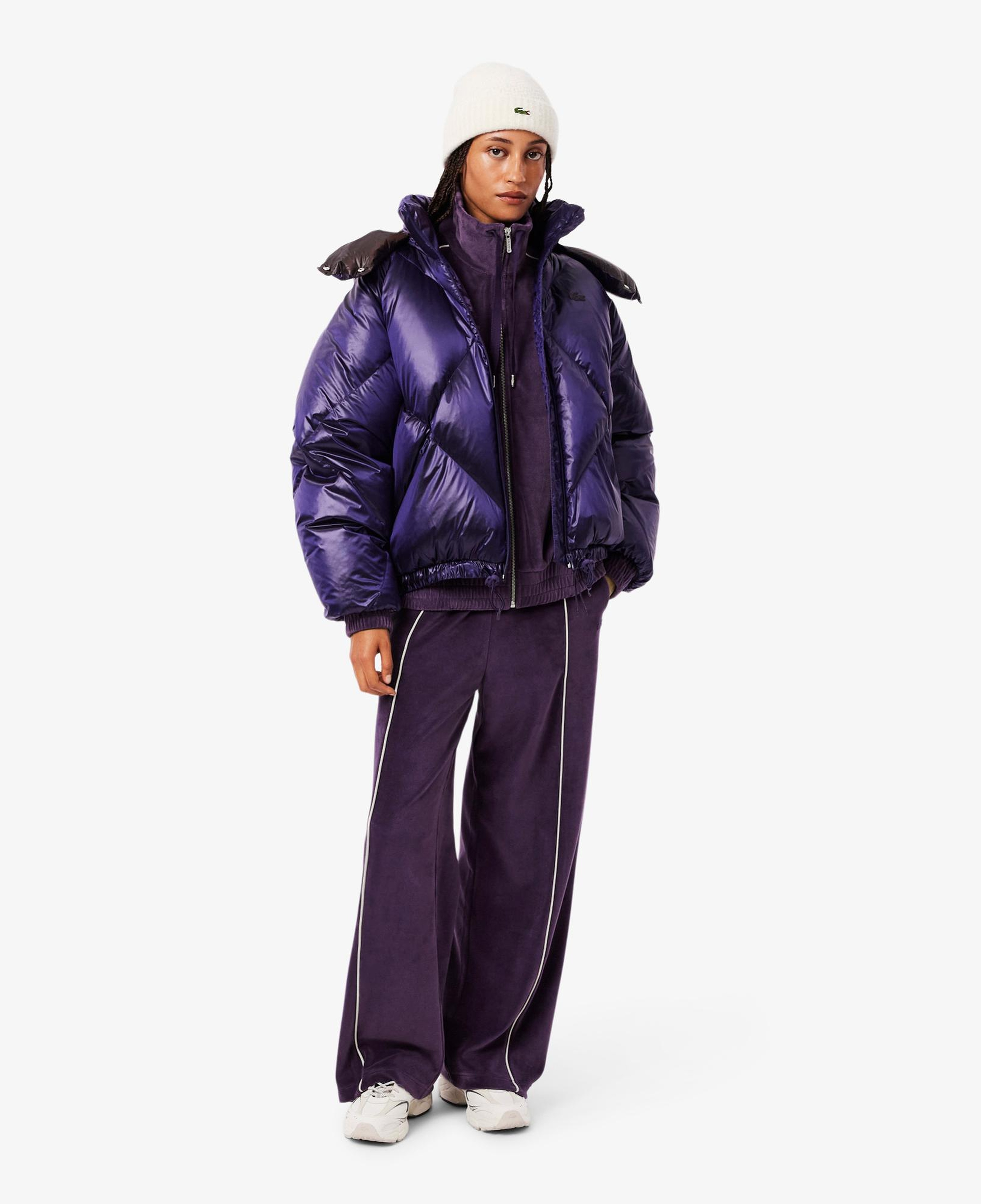 Lacoste Kadın Wide Leg Kadife Mor Eşofman Altı