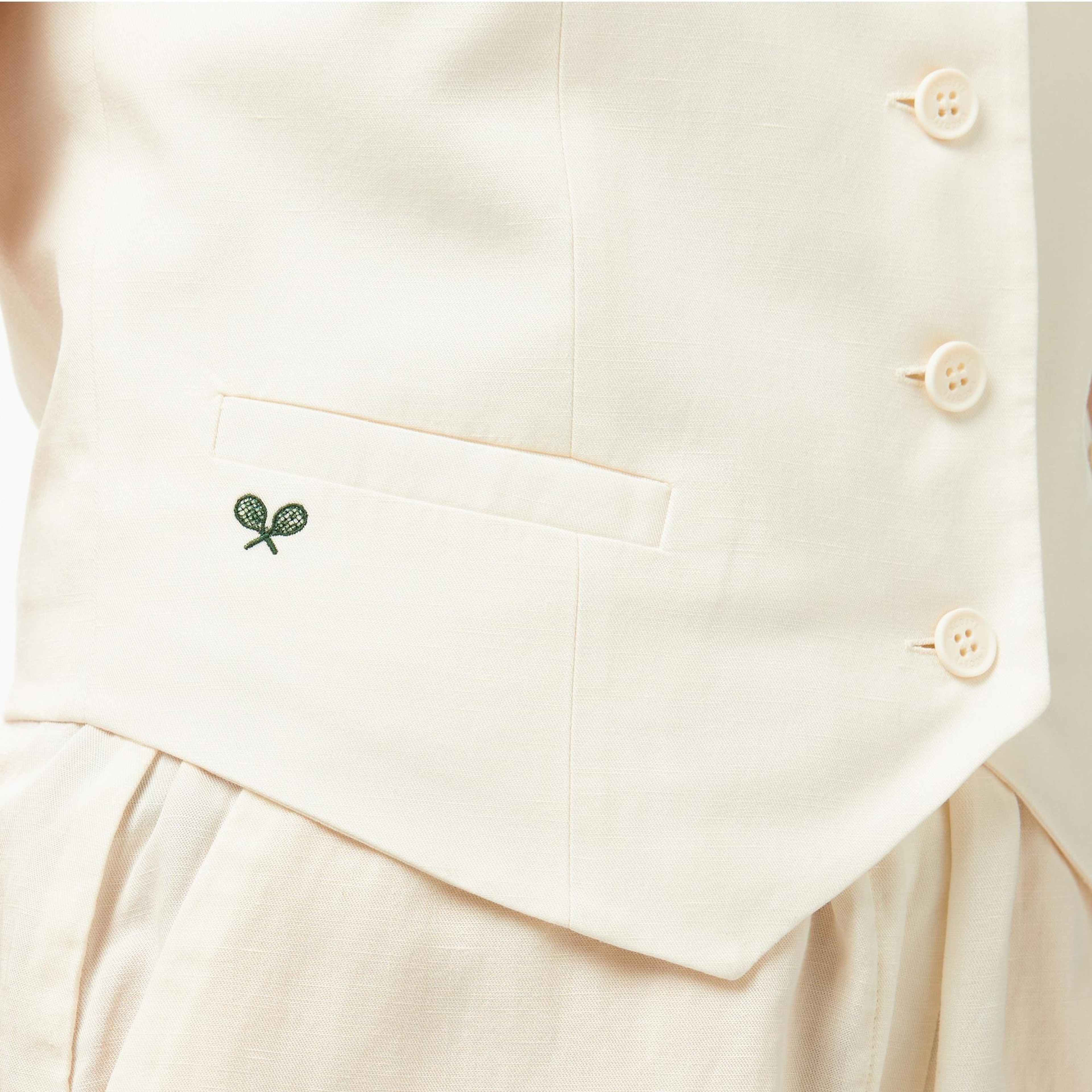 Lacoste Kadın Slim Fit Beyaz Yelek