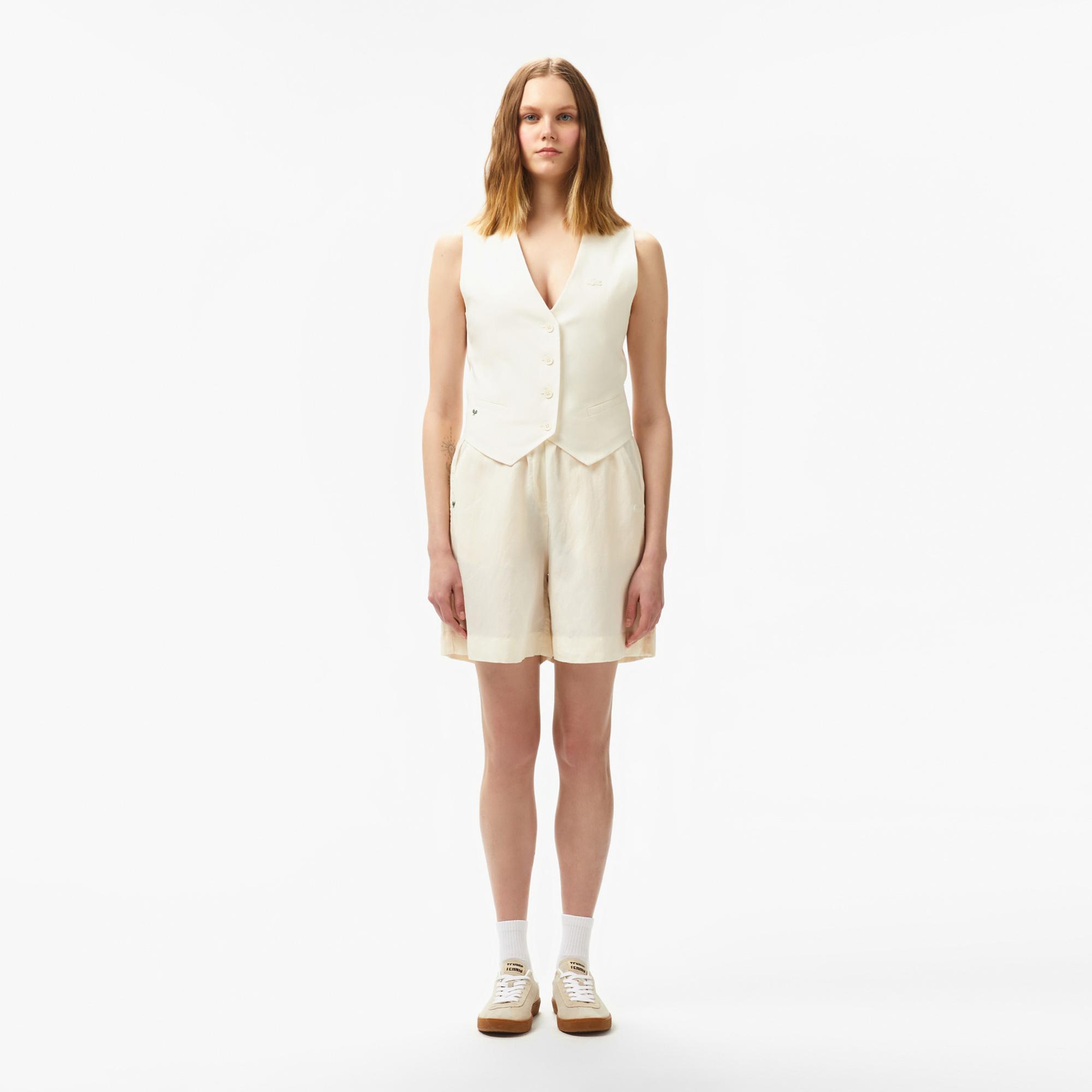 Lacoste Kadın Slim Fit Beyaz Yelek