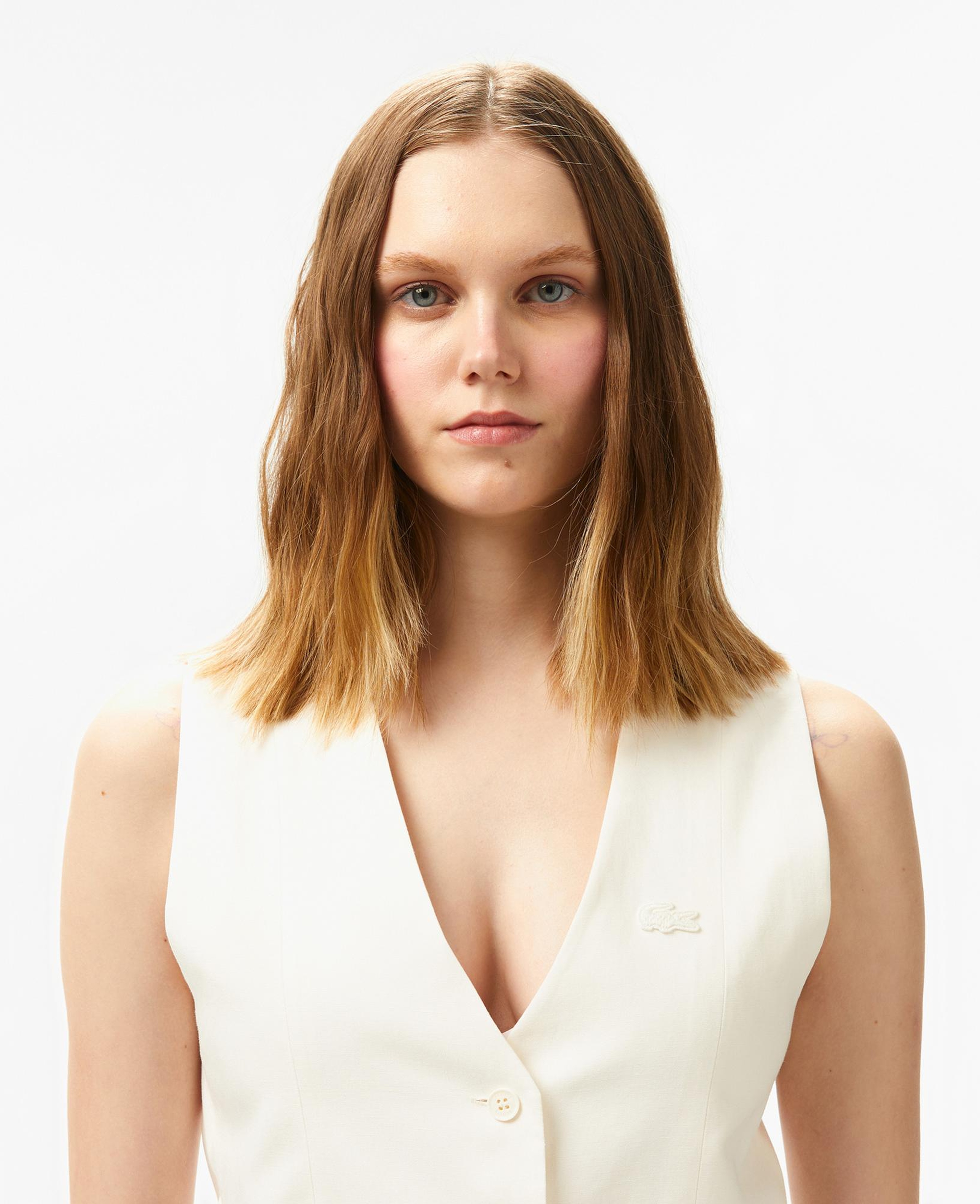 Lacoste Kadın Slim Fit Beyaz Yelek