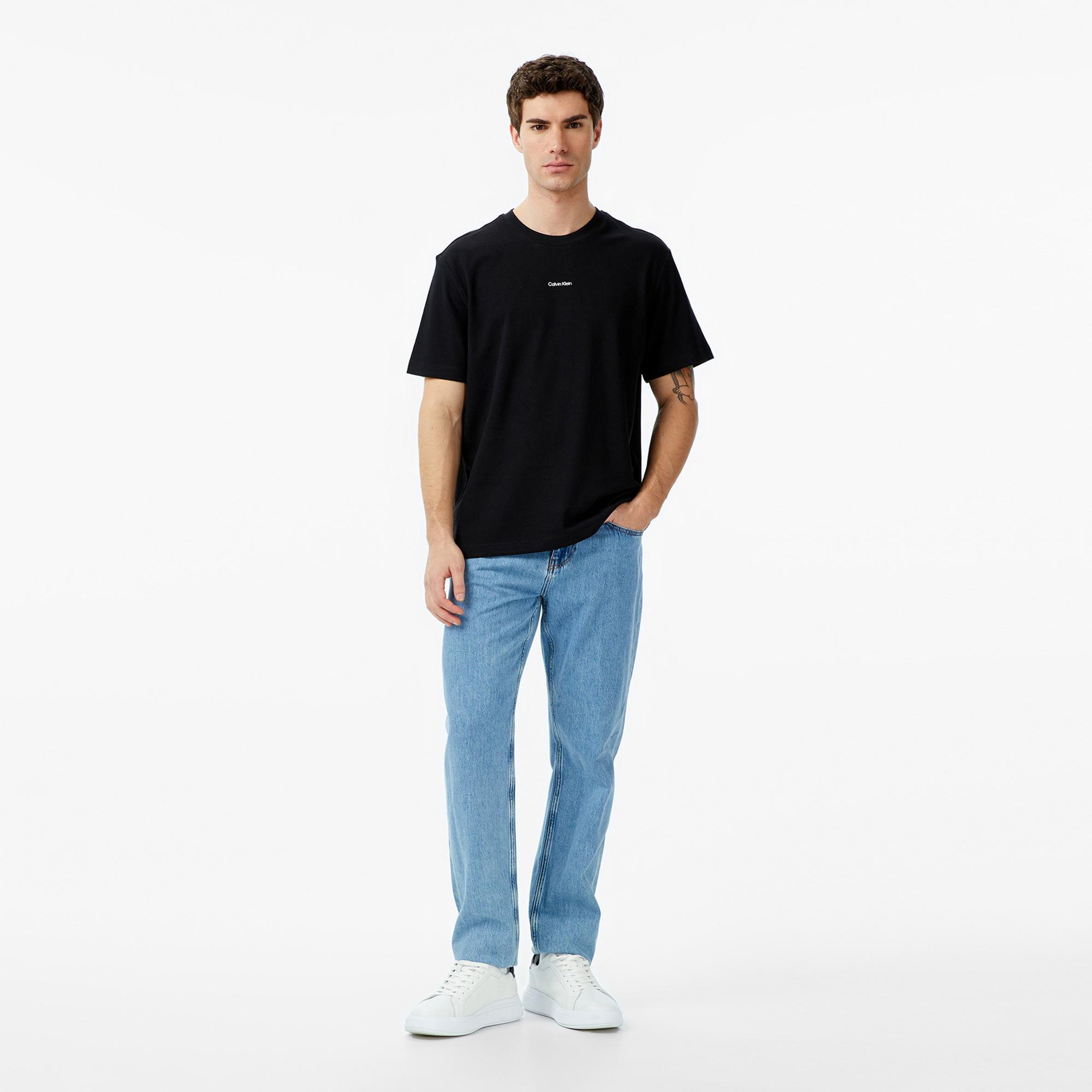 Calvin Klein Stretch Cotton Pique Nano Erkek Siyah T-Shirt