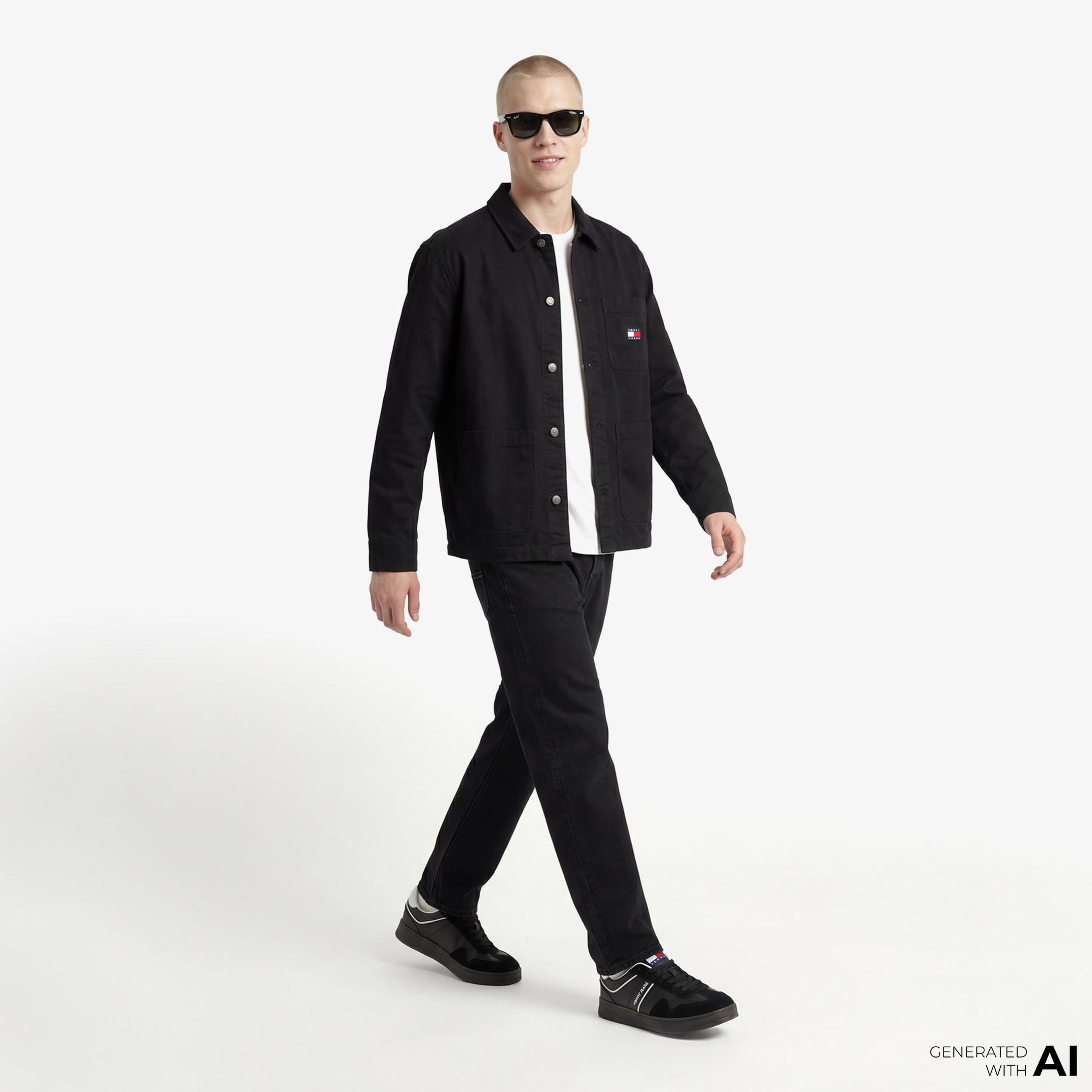 Tommy Hilfiger Overshirt Erkek Siyah Gömlek