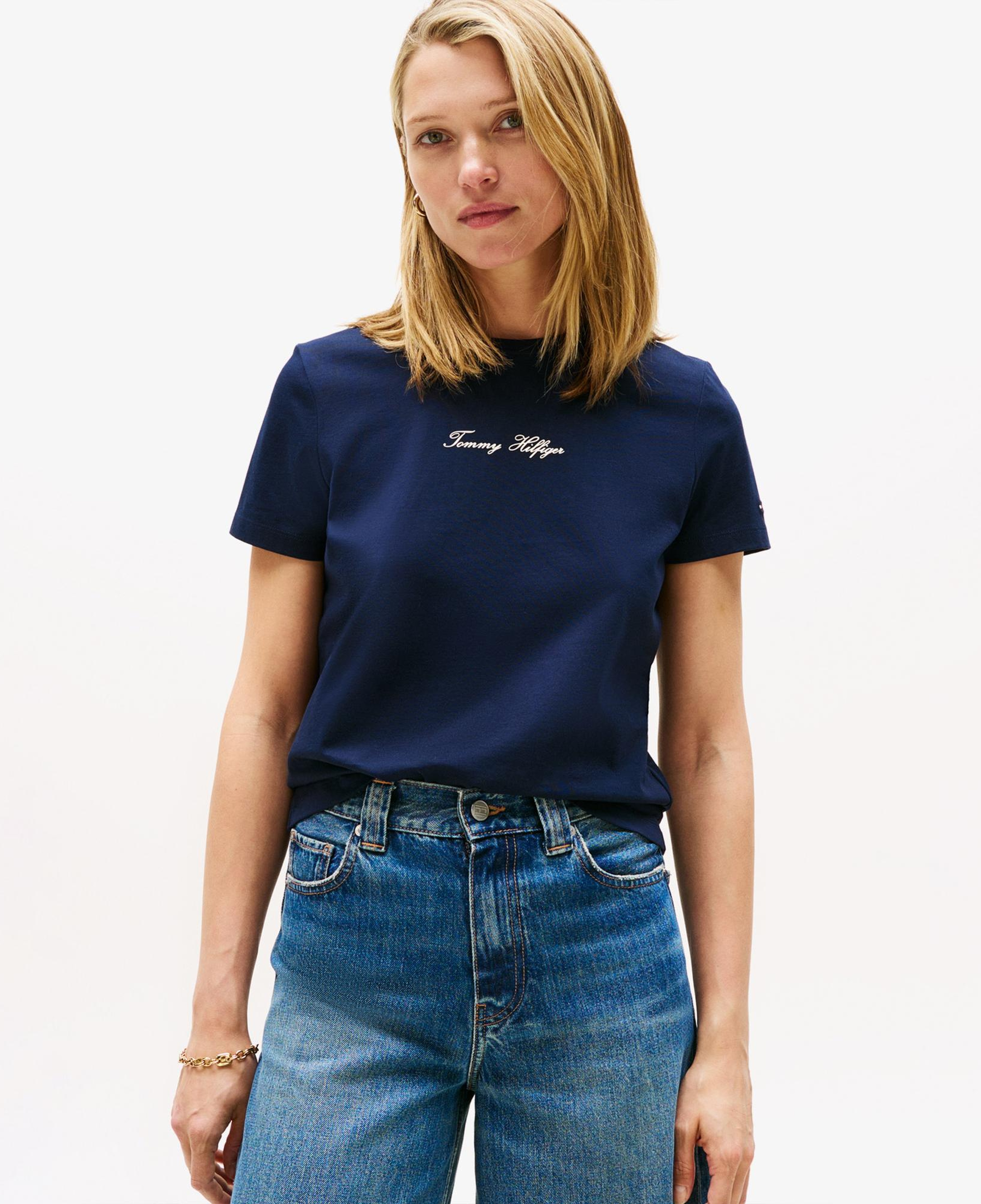 Tommy Hilfiger Classic Script Regular Kadın Lacivert T-Shirt