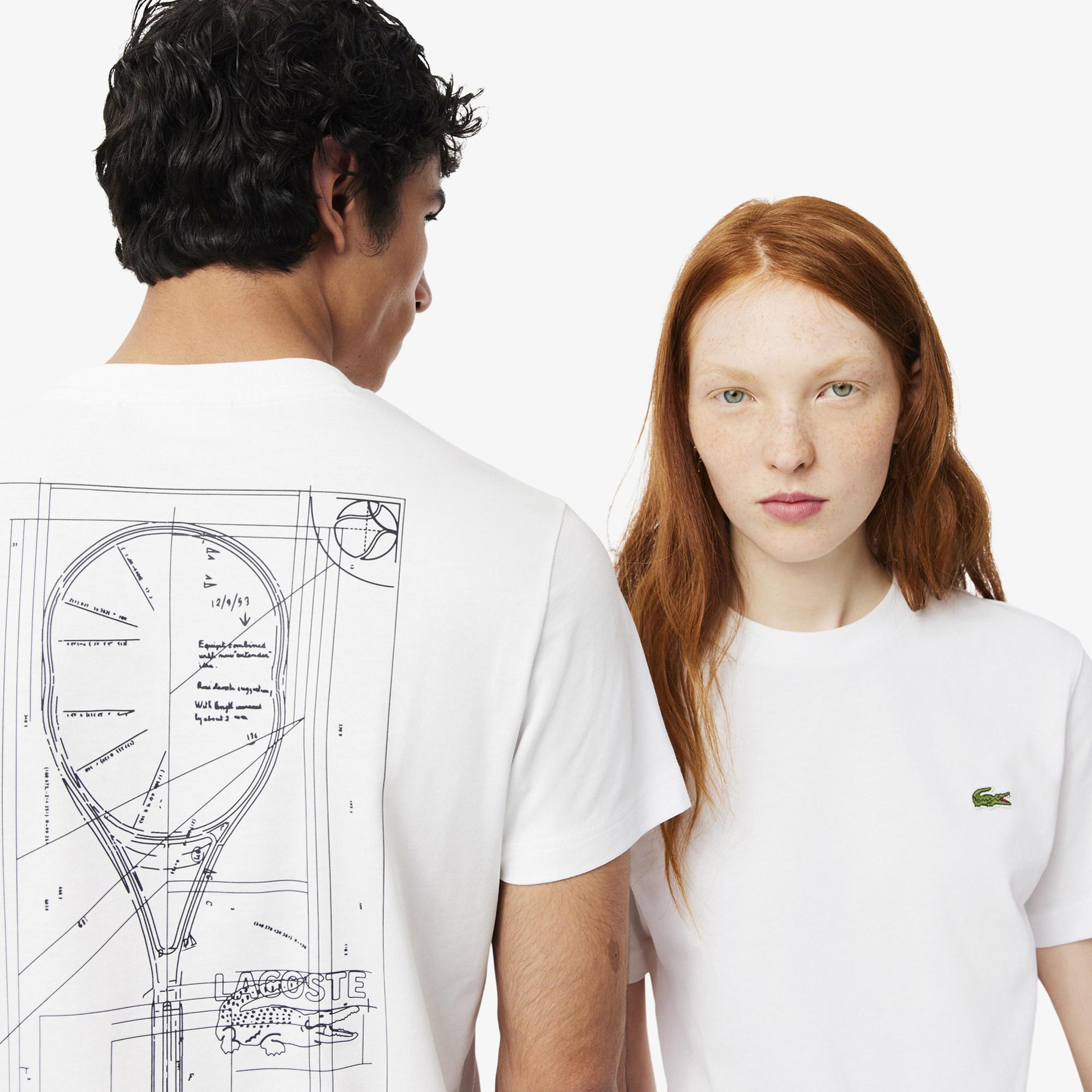 Lacoste x Rolex Paris Unisex Regular Fit Bisiklet Yaka Beyaz T-Shirt