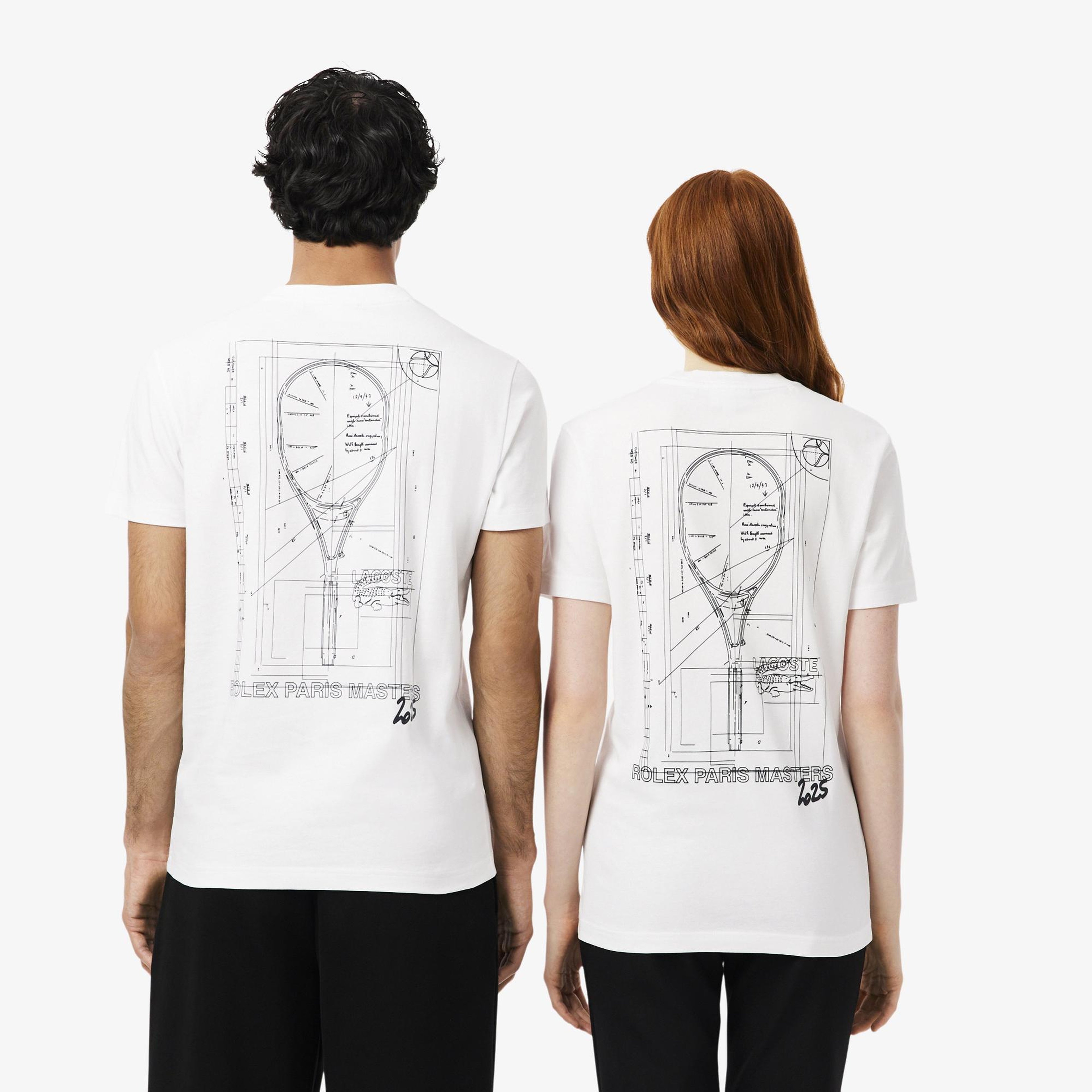 Lacoste x Rolex Paris Unisex Regular Fit Bisiklet Yaka Beyaz T-Shirt