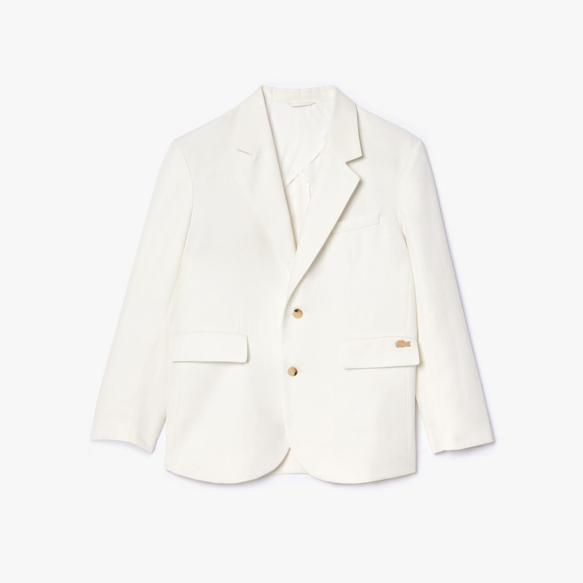 Lacoste Erkek Regular Fit Keten Beyaz Ceket