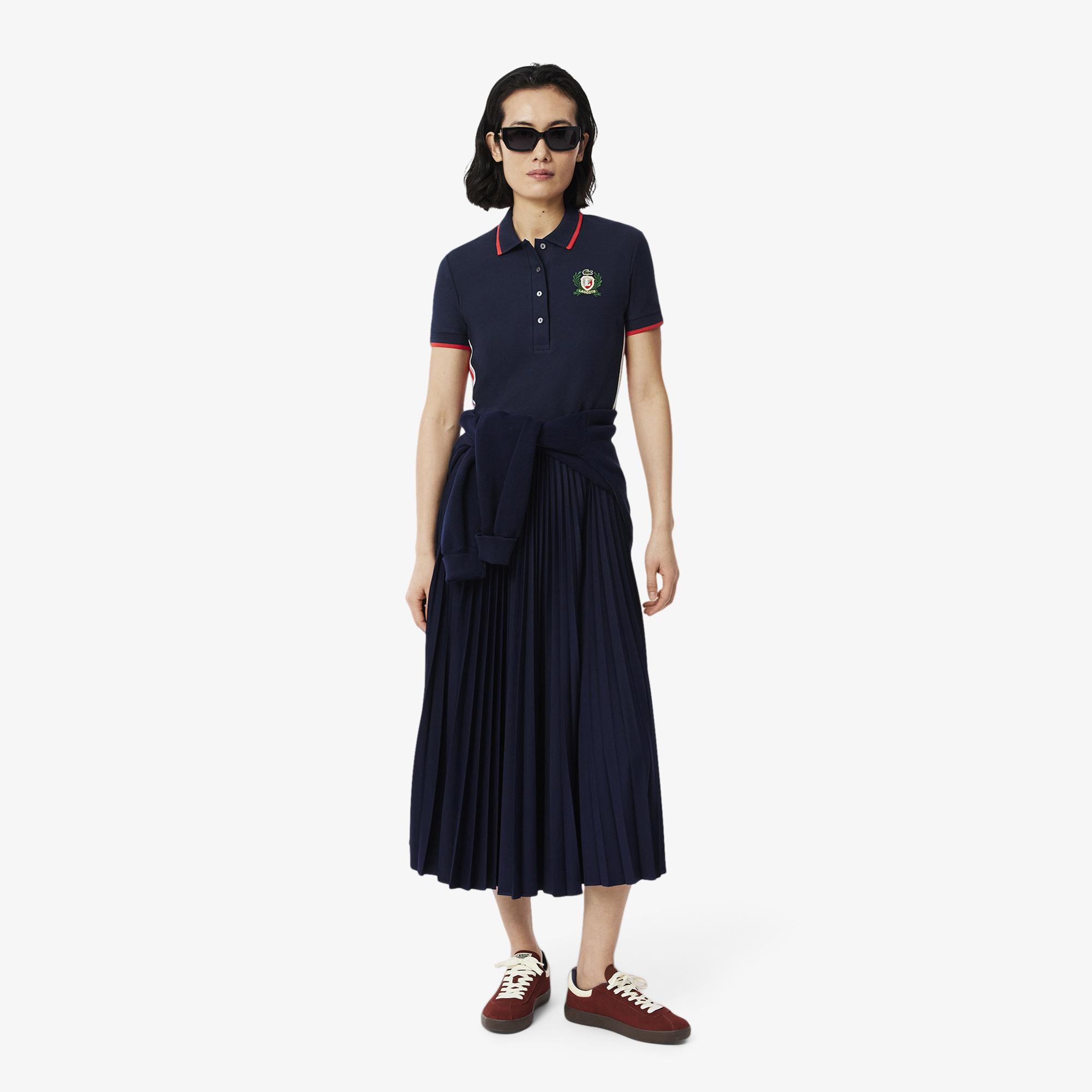 Lacoste Kadın Slim Fit Renk Bloklu Lacivert Polo