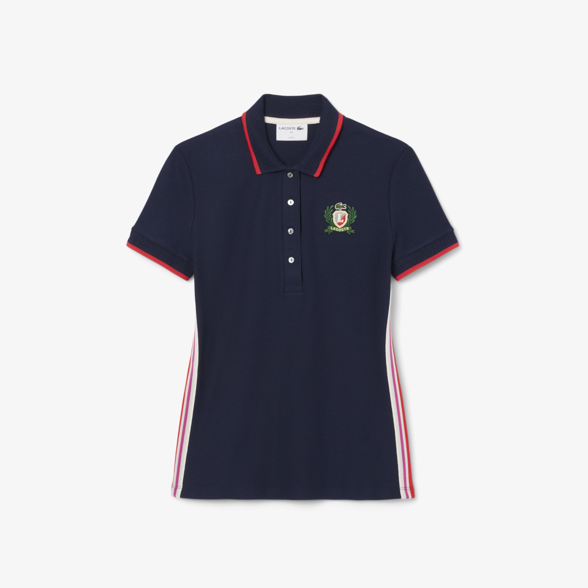 Lacoste Kadın Slim Fit Renk Bloklu Lacivert Polo