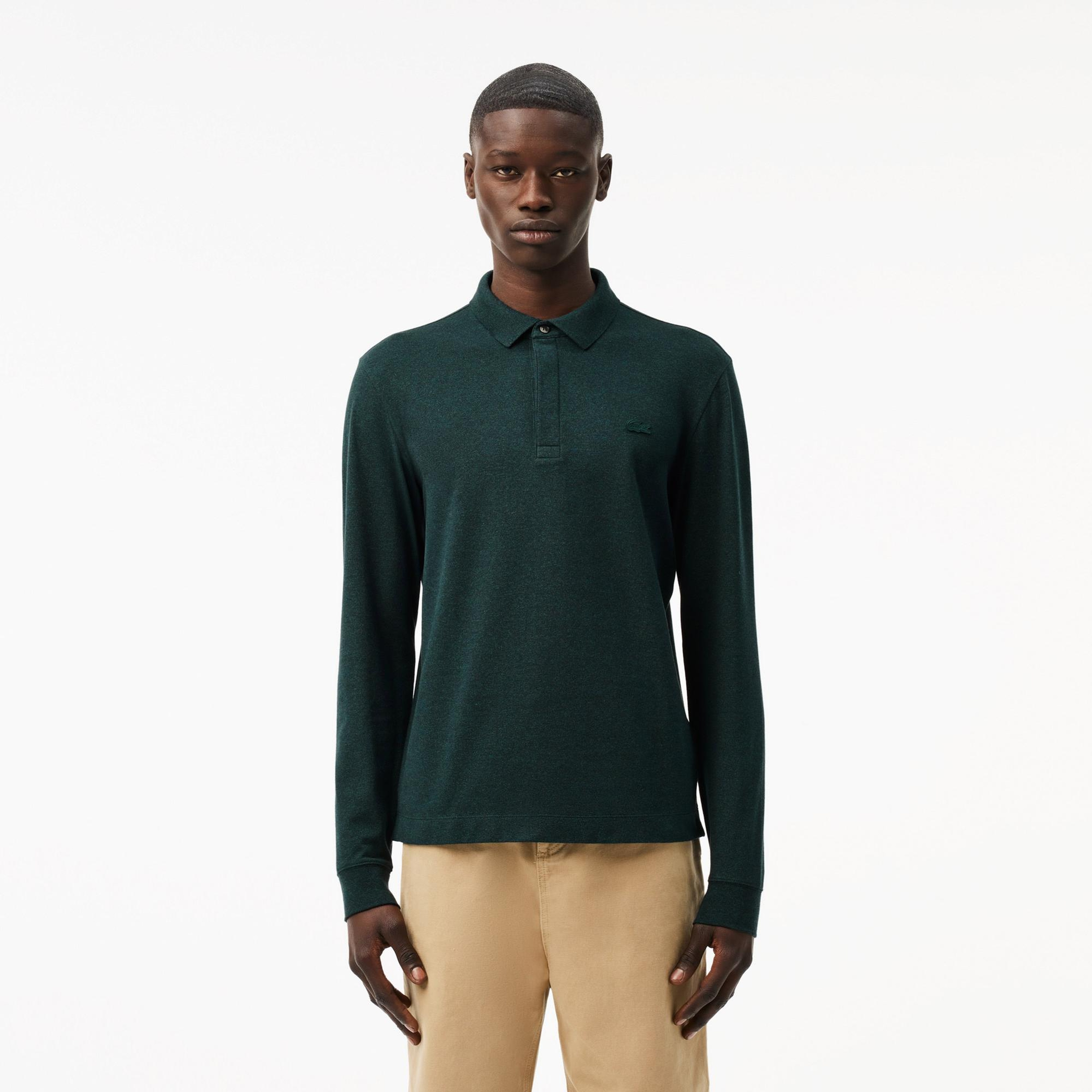 Lacoste Paris Erkek Regular Fit Uzun Kollu Koyu Yeşil Polo