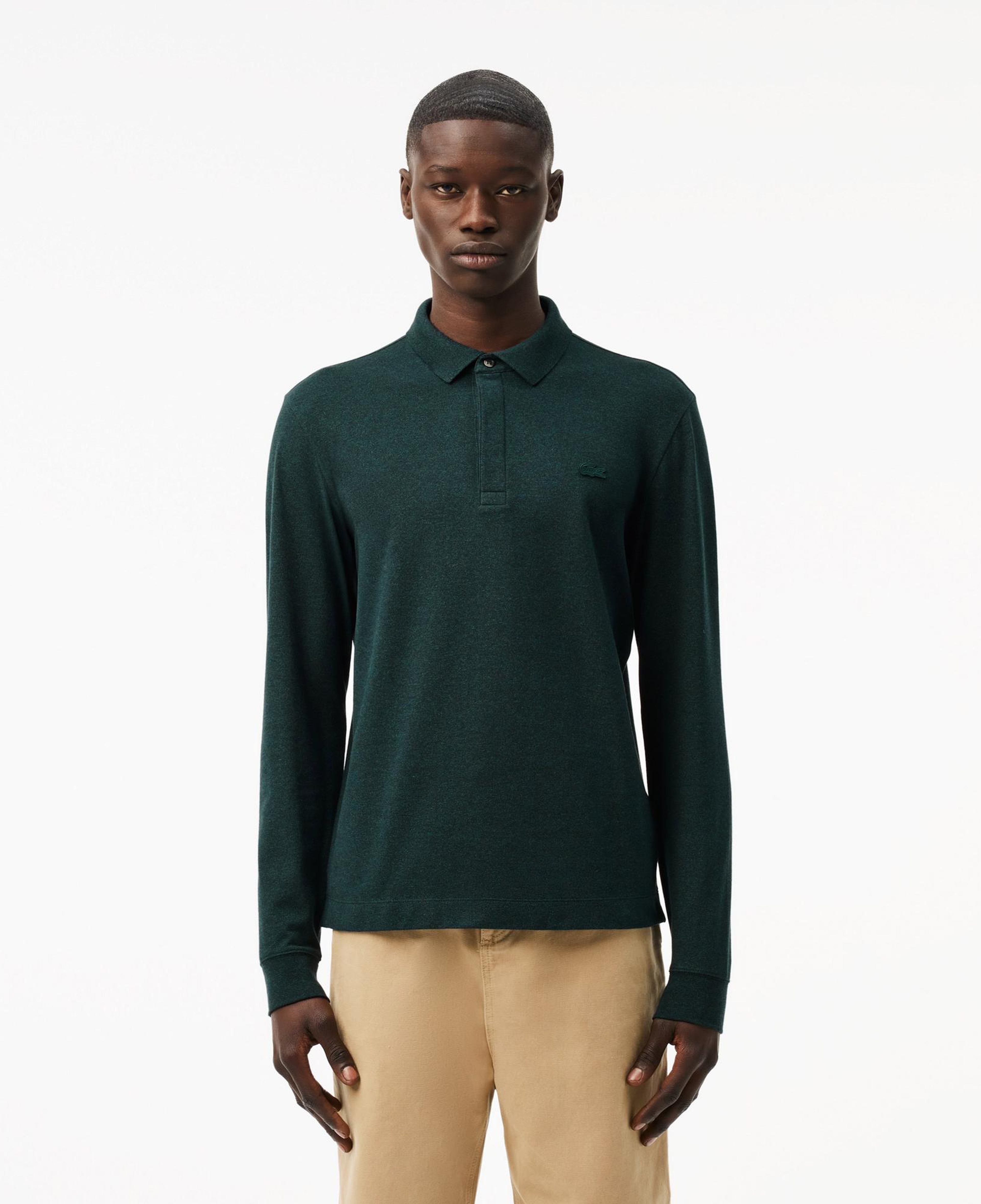 Lacoste Paris Erkek Regular Fit Uzun Kollu Koyu Yeşil Polo