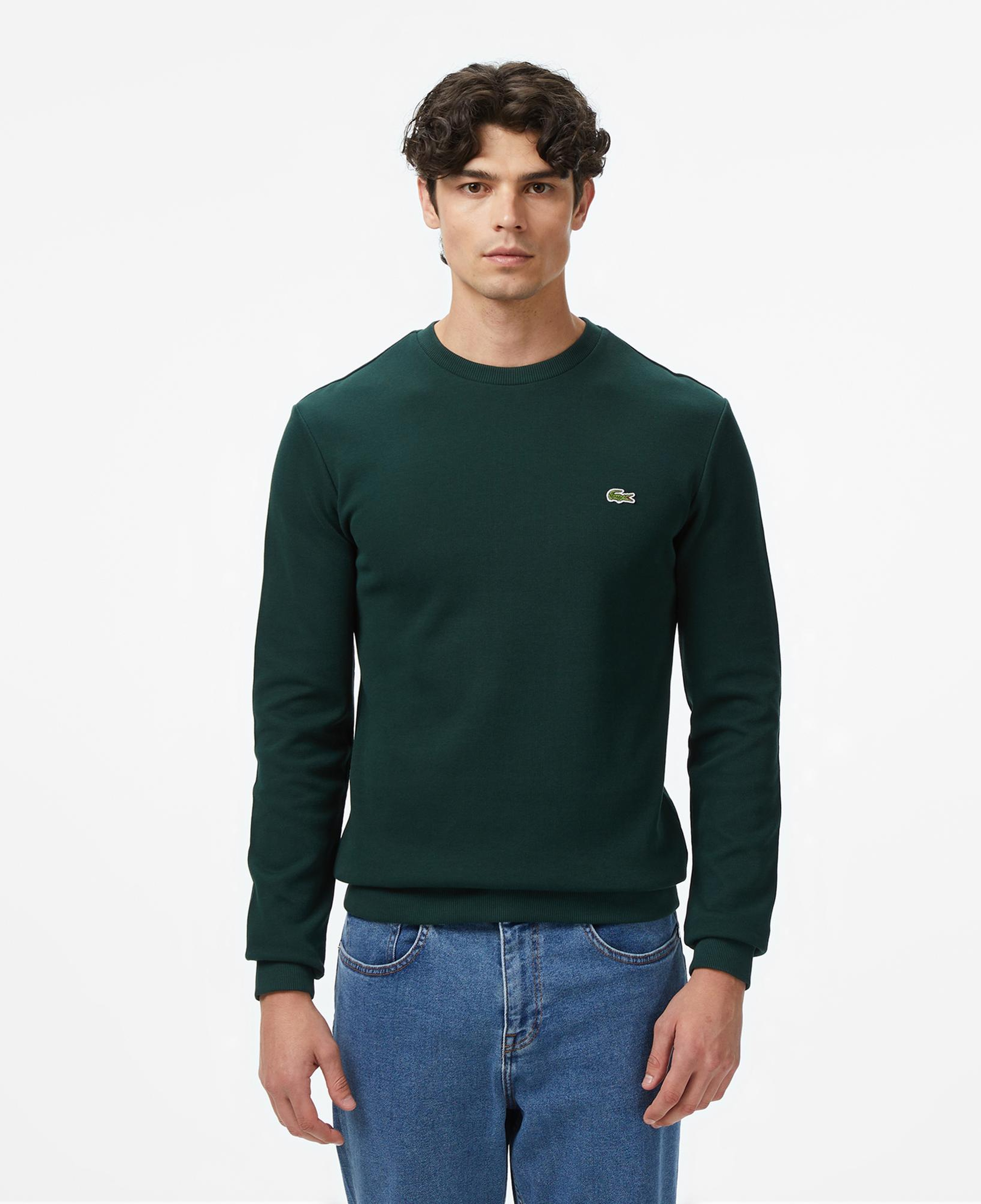 Lacoste Erkek Regular Fit Uzun Kollu Bisiklet Yaka Koyu Yeşil T-Shirt