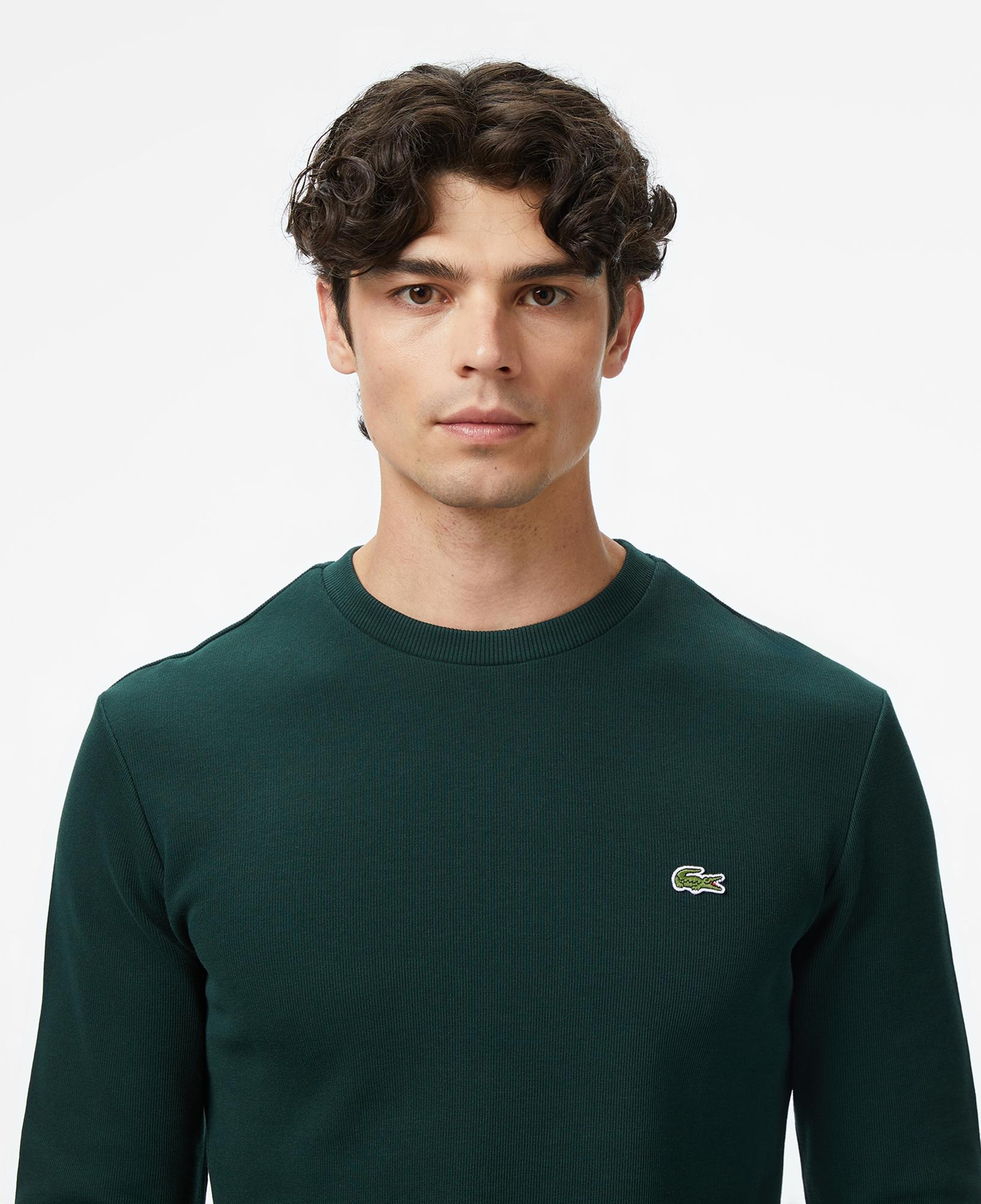 Lacoste Erkek Regular Fit Uzun Kollu Bisiklet Yaka Koyu Yeşil T-Shirt