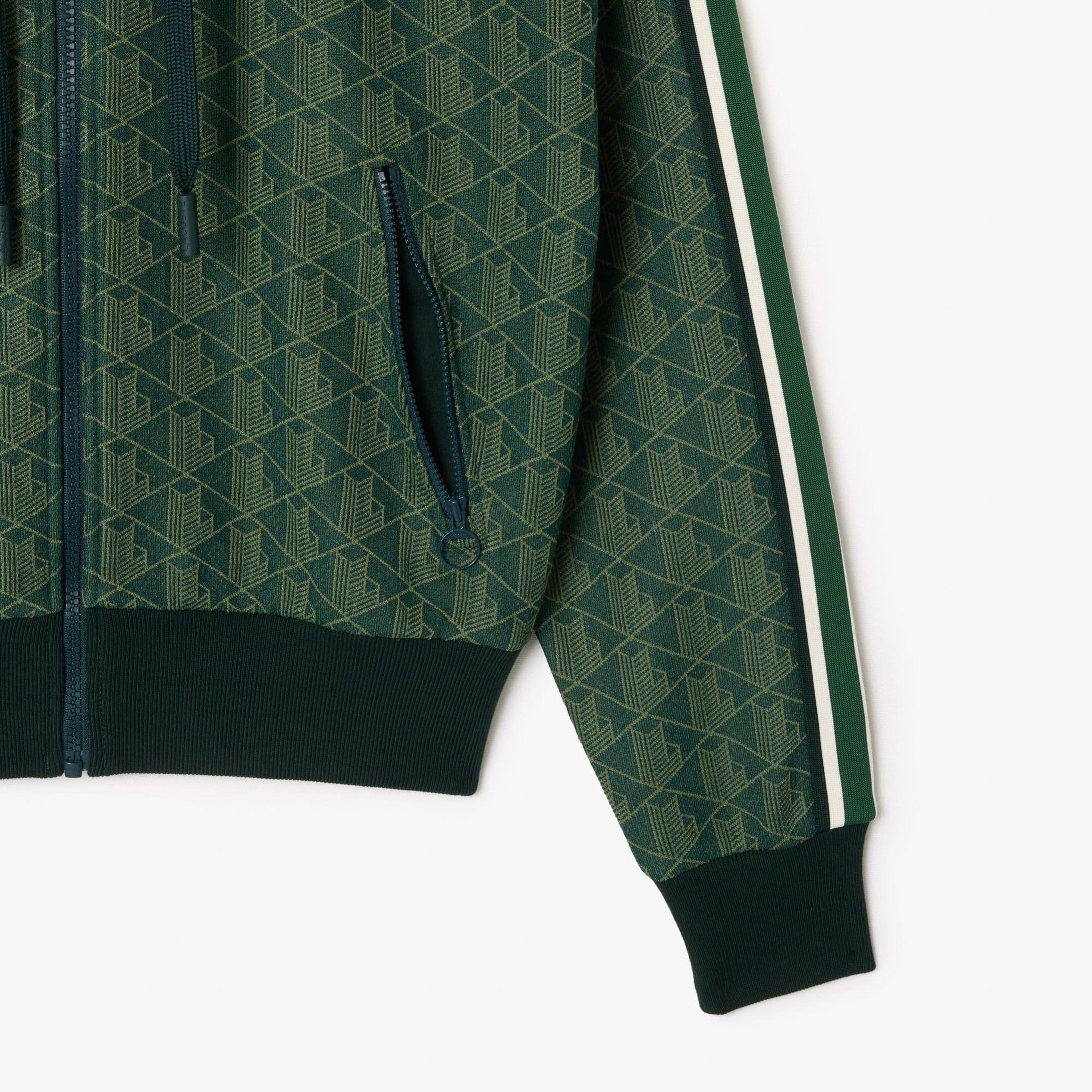 Lacoste Kadın Regular Fit Kapüşonlu Monogram Koyu Yeşil Sweatshirt