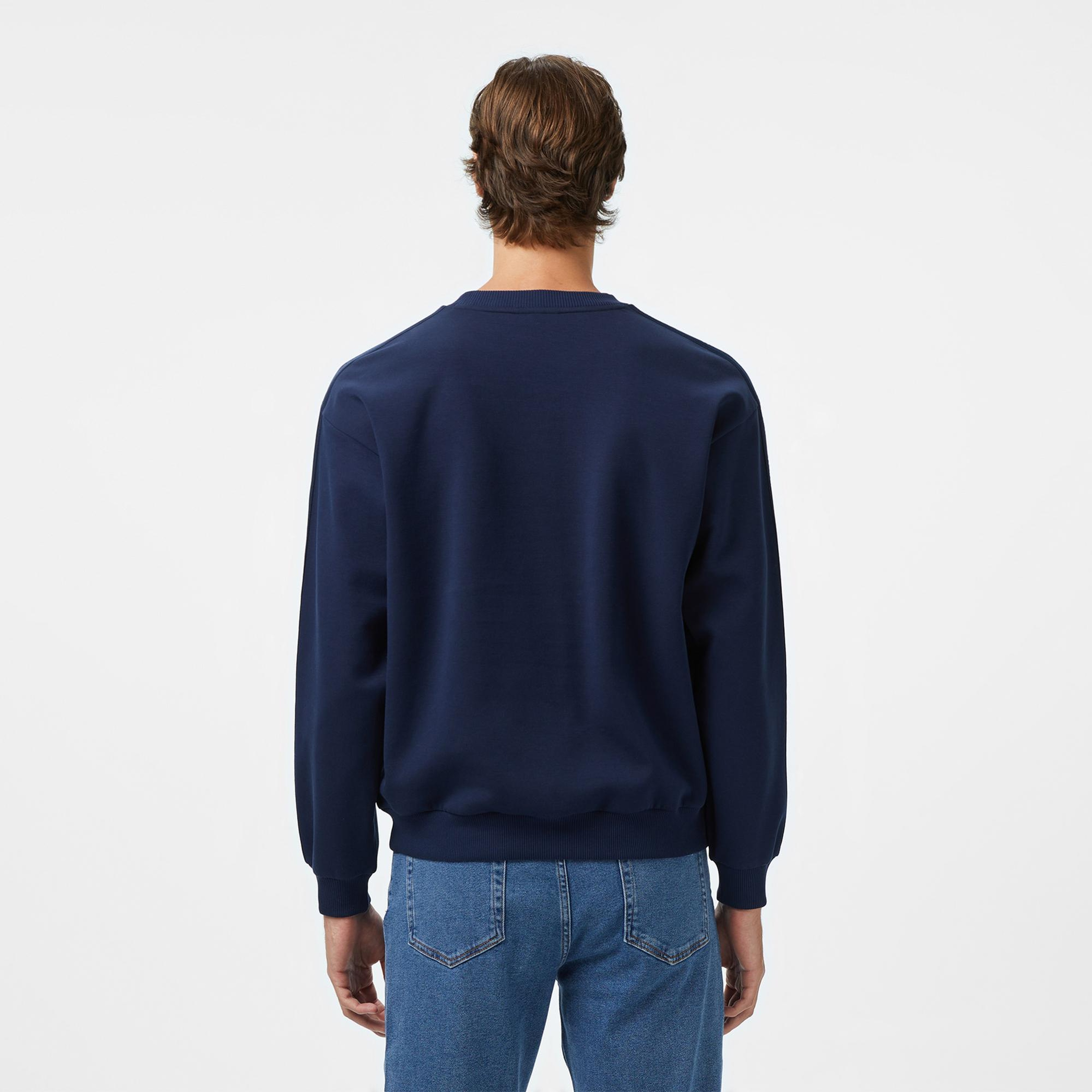 Lacoste Erkek Relaxed Fit Bisiklet Yaka Lacivert Sweatshirt