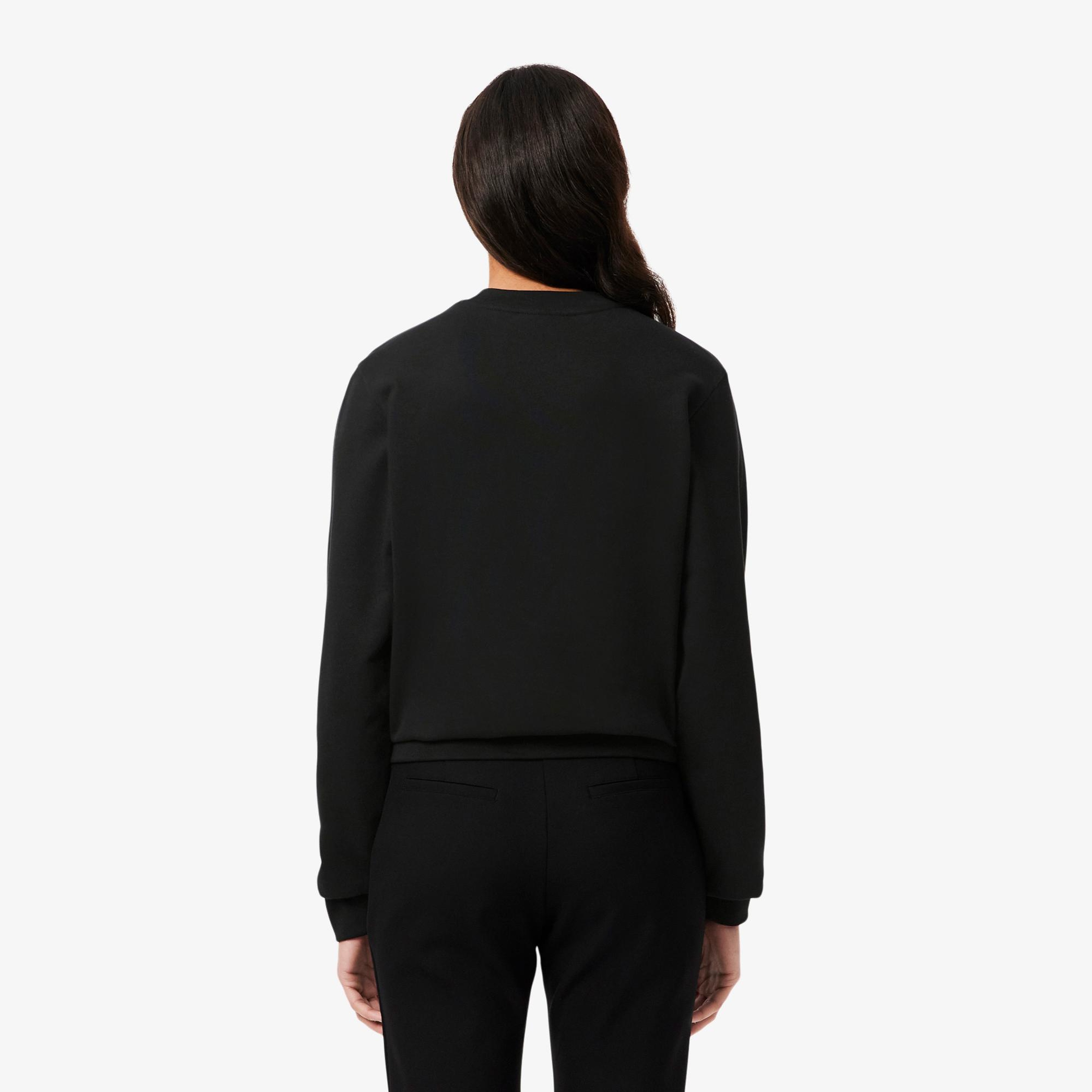 Lacoste Kadın Relaxed Fit Bisiklet Yaka Siyah Sweatshirt