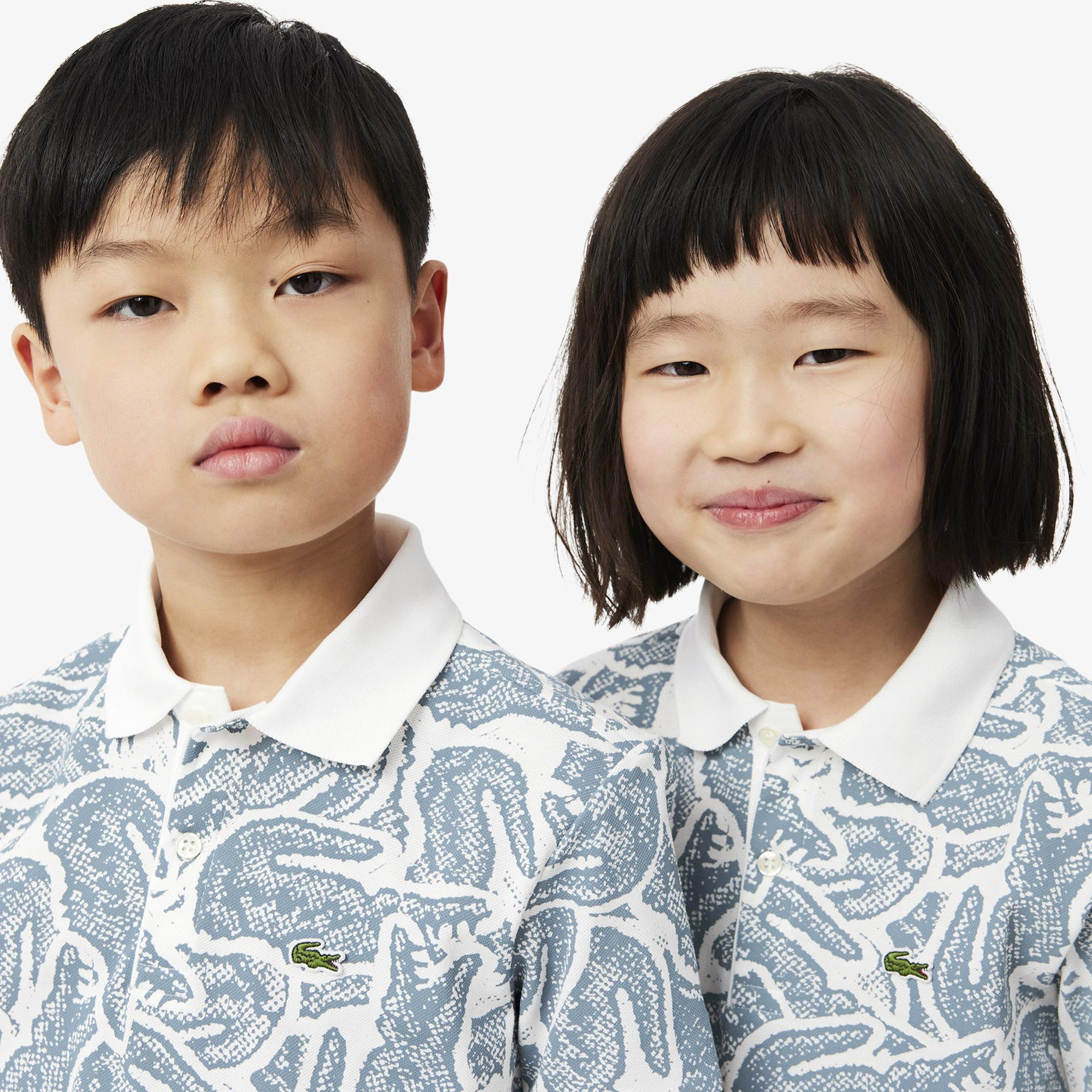 Lacoste Çocuk Baskılı Mavi Polo