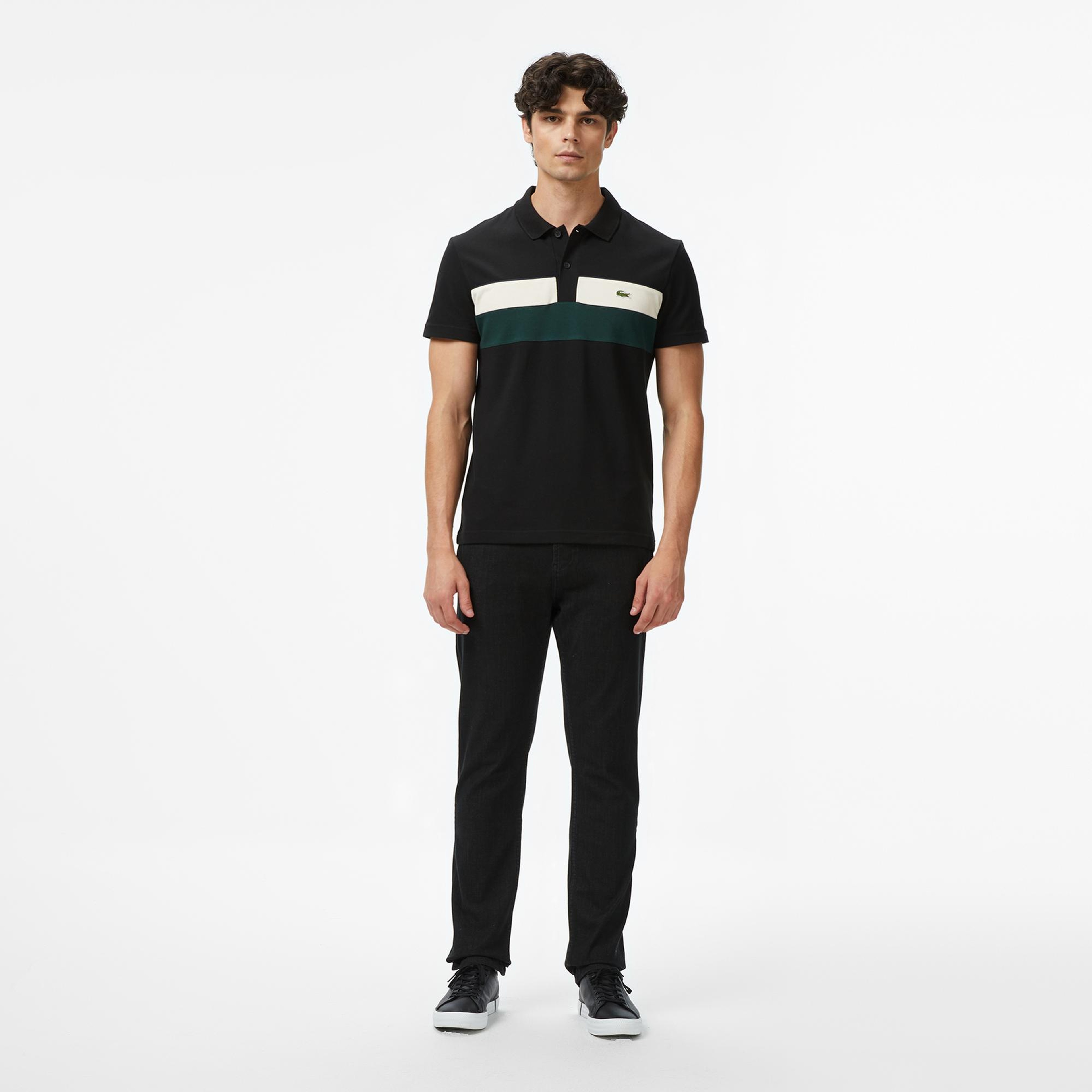 Lacoste Erkek Regular Fit Renk Bloklu Siyah Polo
