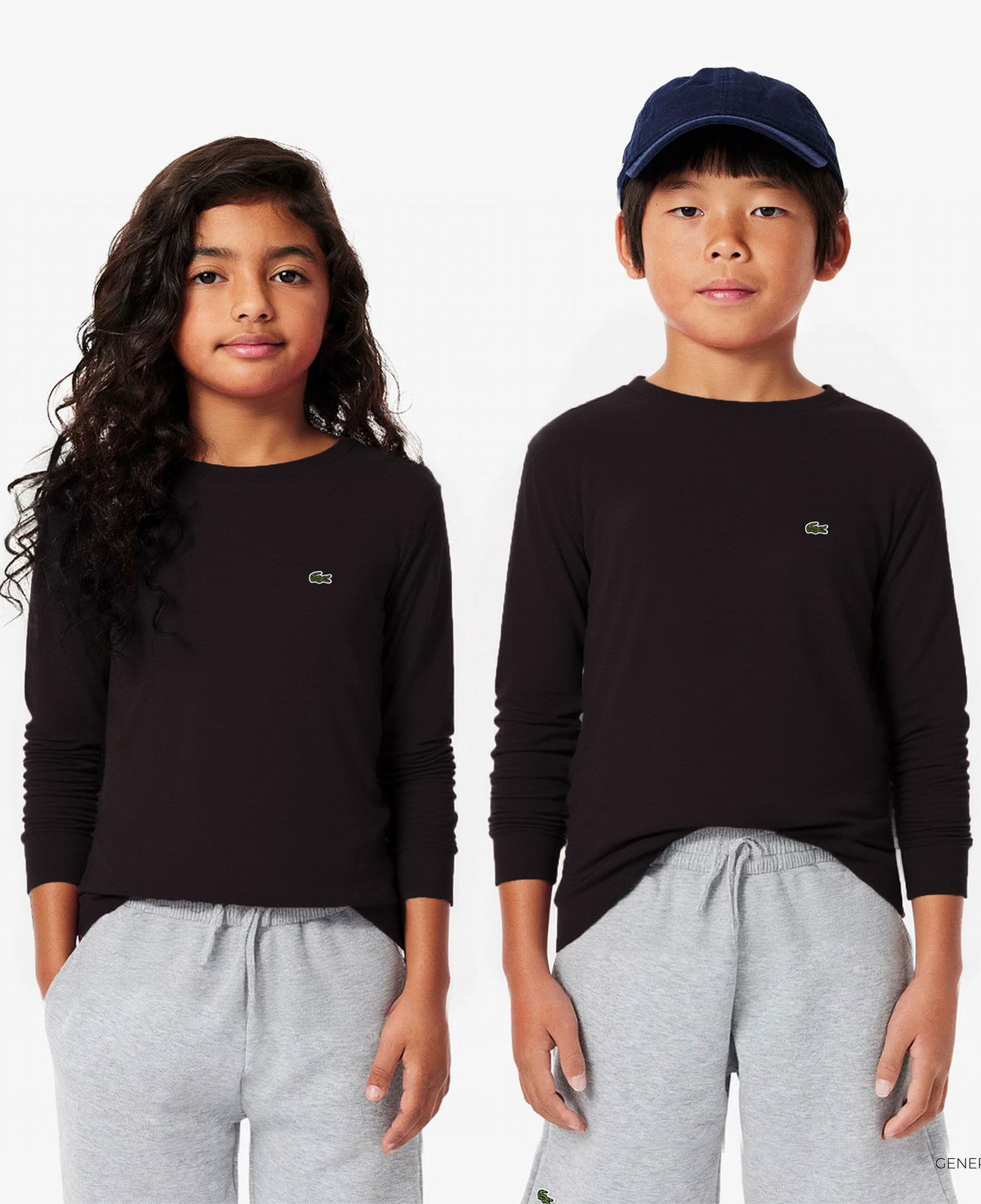 Lacoste Çocuk Uzun Kollu Bisiklet Yaka Siyah T-Shirt