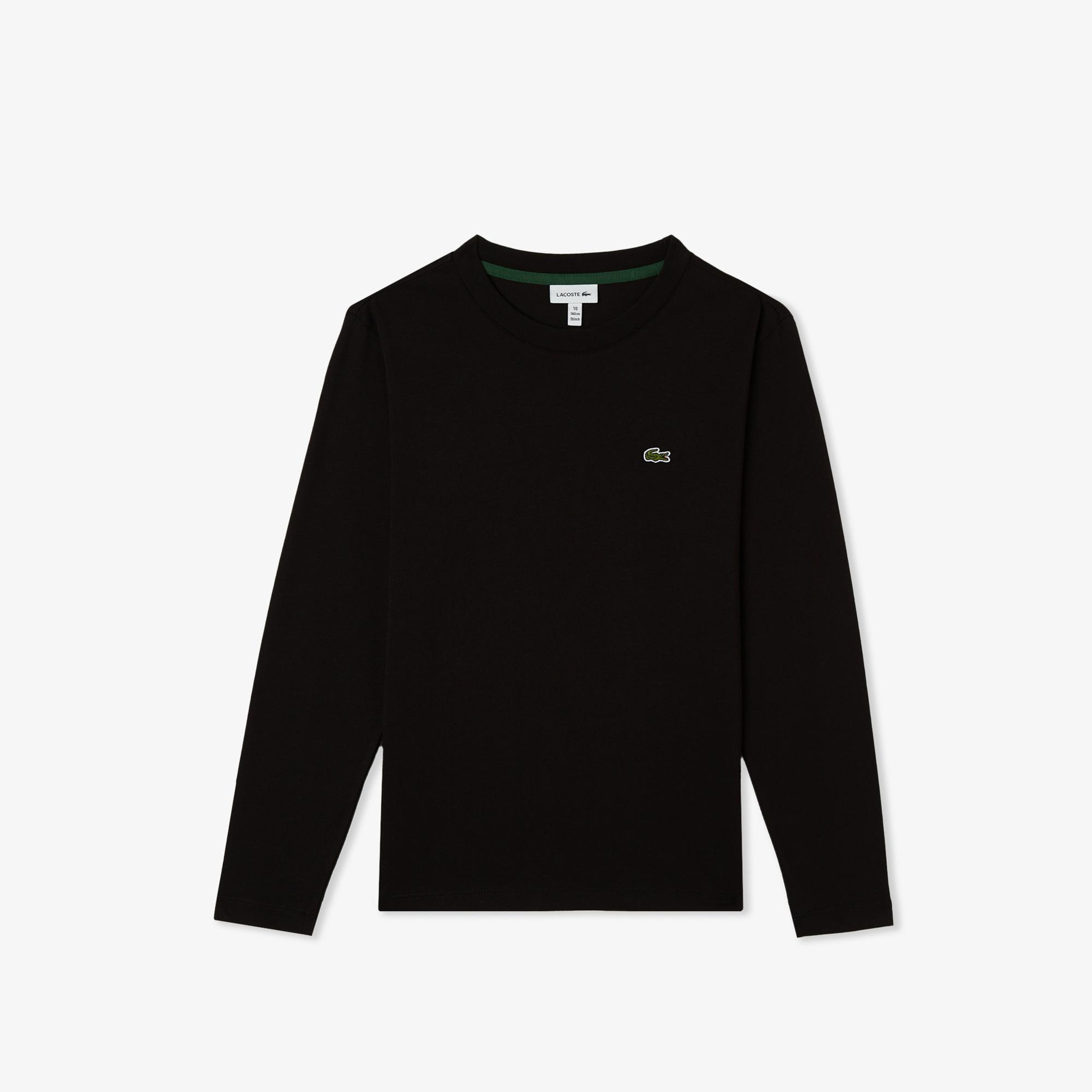 Lacoste Çocuk Uzun Kollu Bisiklet Yaka Siyah T-Shirt