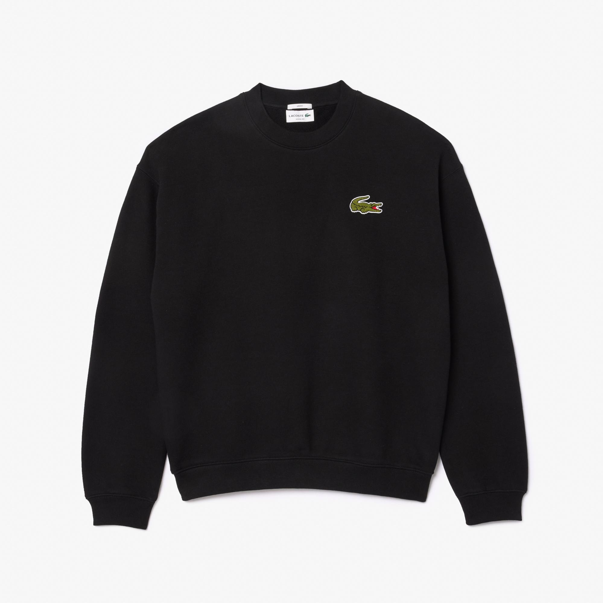 Lacoste Unisex Loose Fit Bisiklet Yaka Siyah Sweatshirt