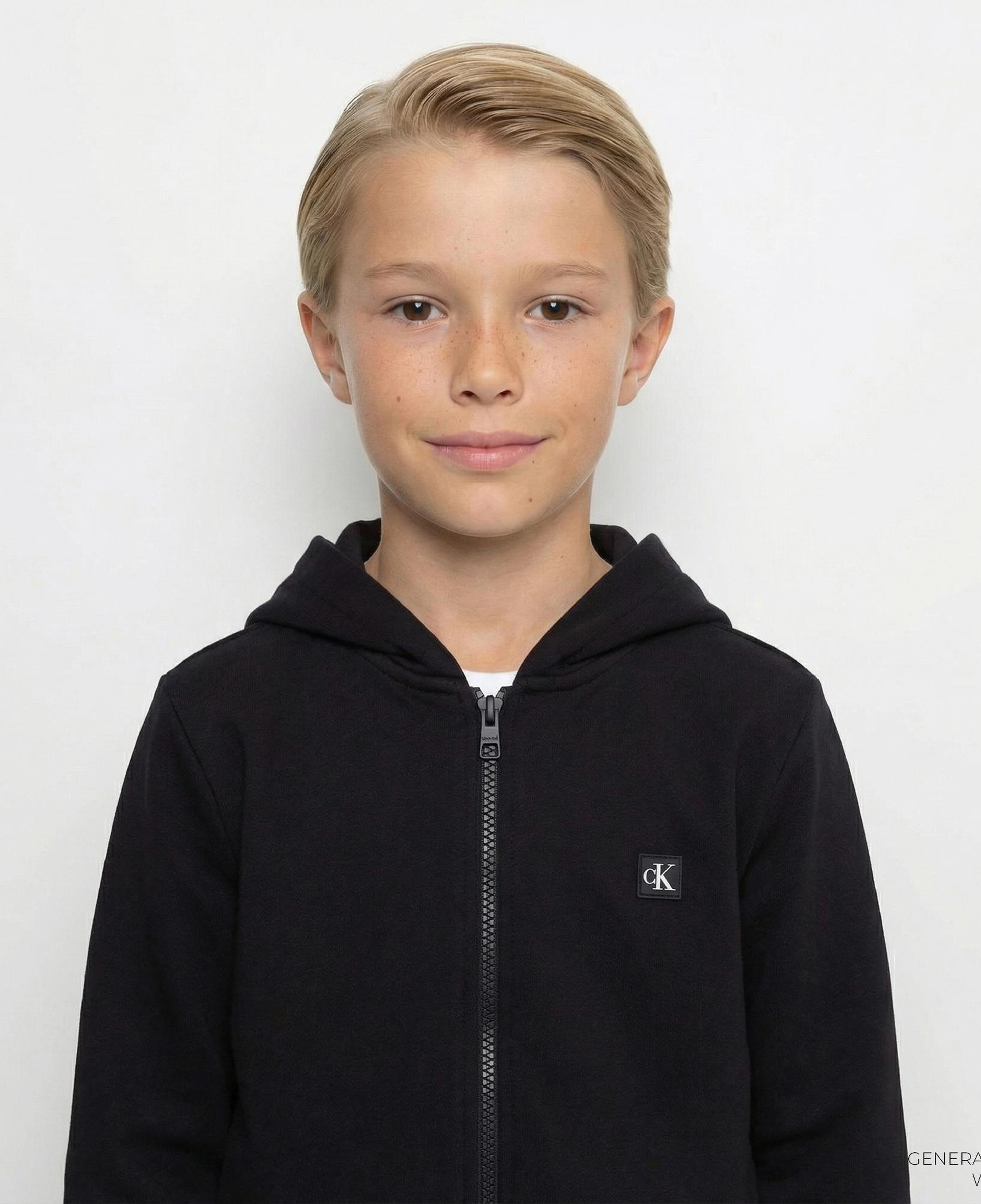 Calvin Klein Mini Badge Zip Through Çocuk Siyah Sweatshirt