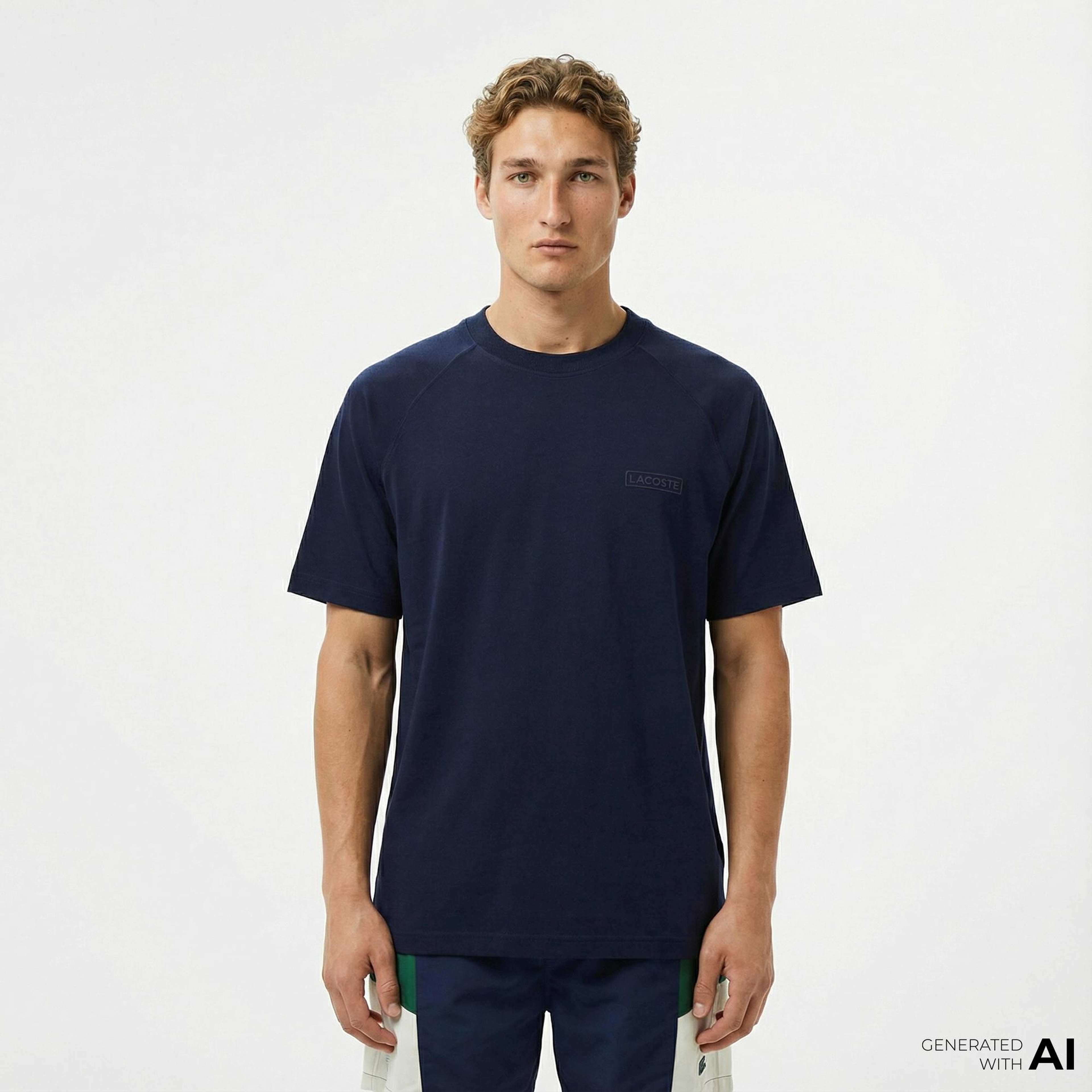 Lacoste Erkek Oversize Fit Bisiklet Yaka Lacivert T-Shirt