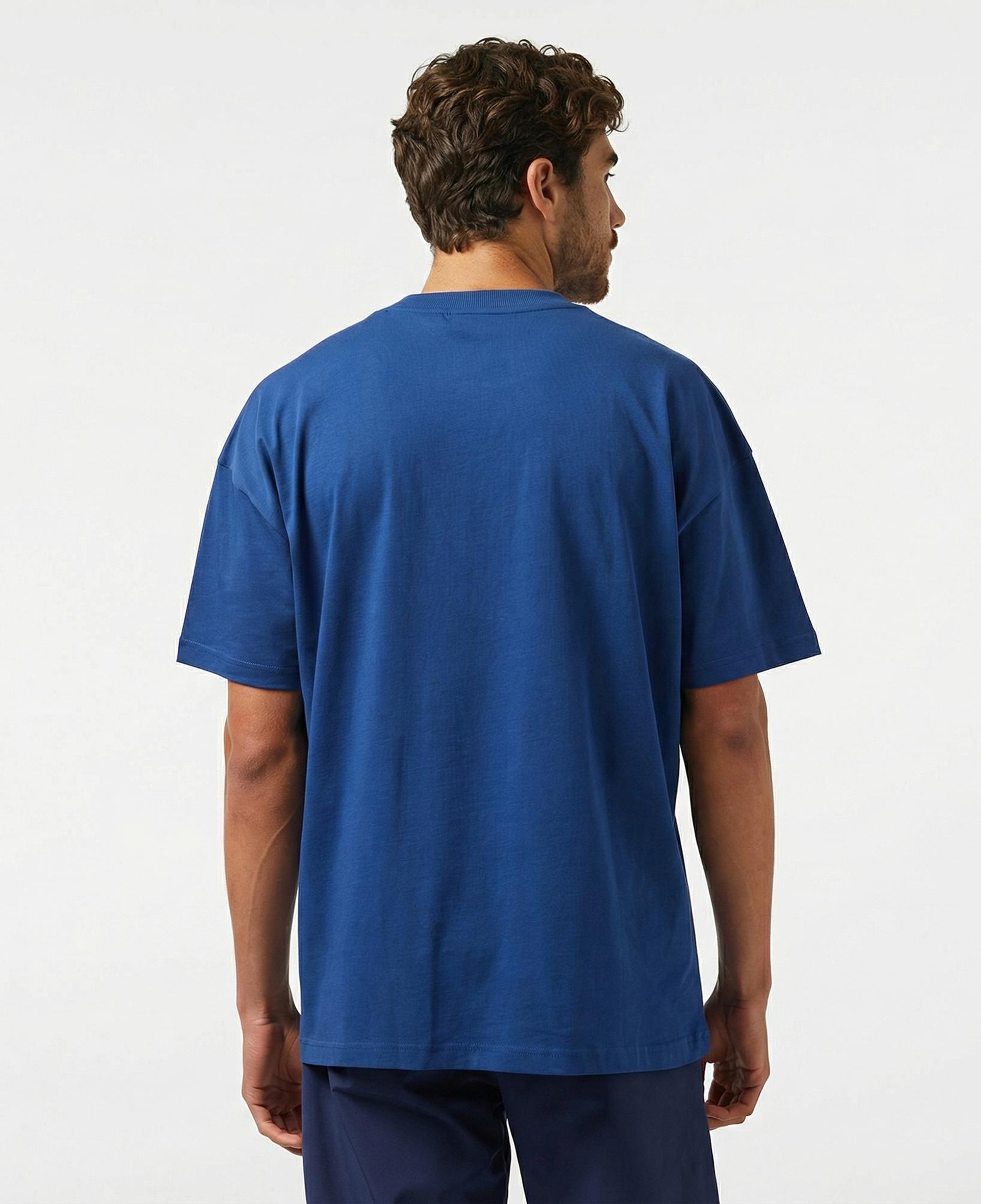 Lacoste Erkek Relaxed Fit Bisiklet Yaka Baskılı Lacivert T-Shirt
