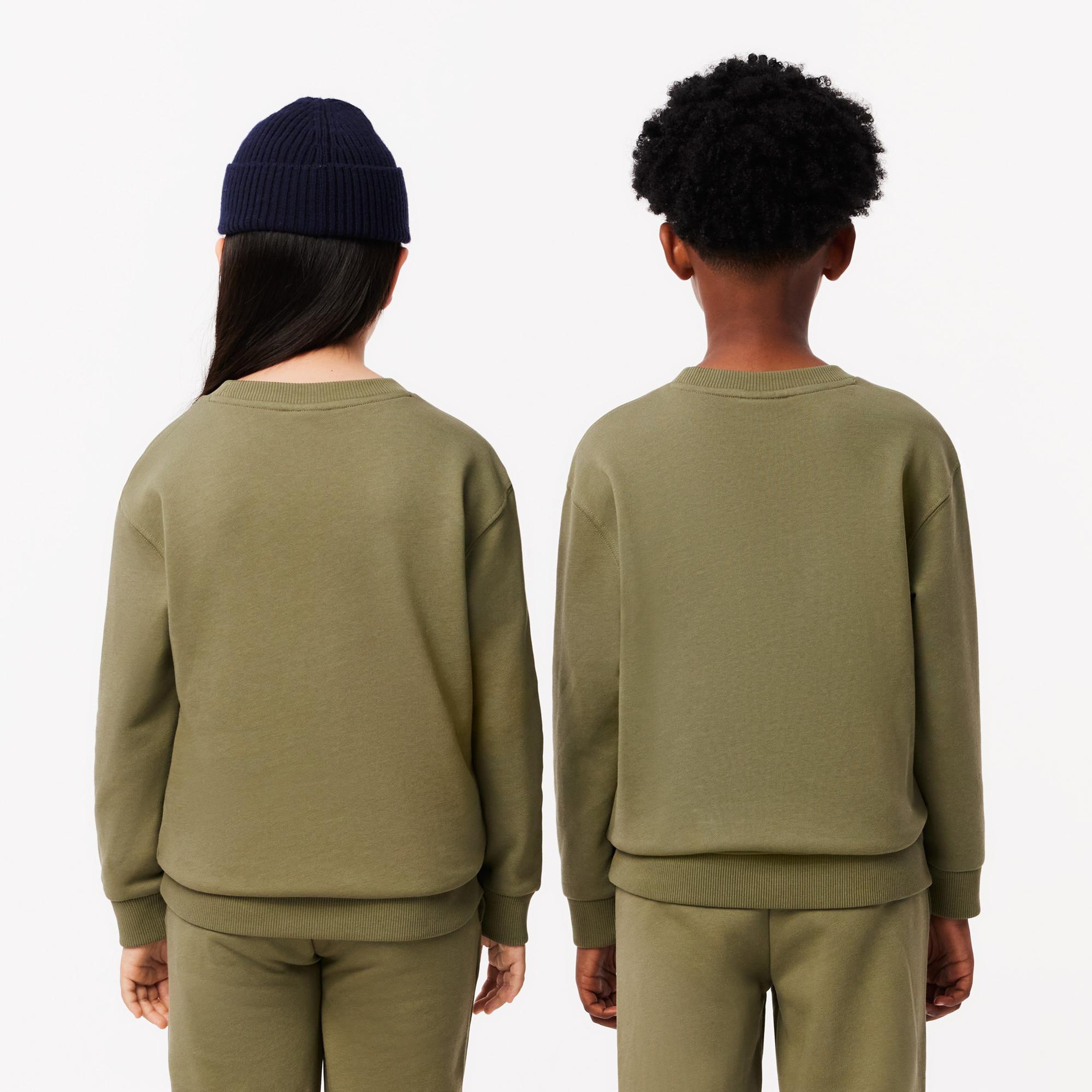 Lacoste Çocuk Bisiklet Yaka Baskılı Haki Sweatshirt