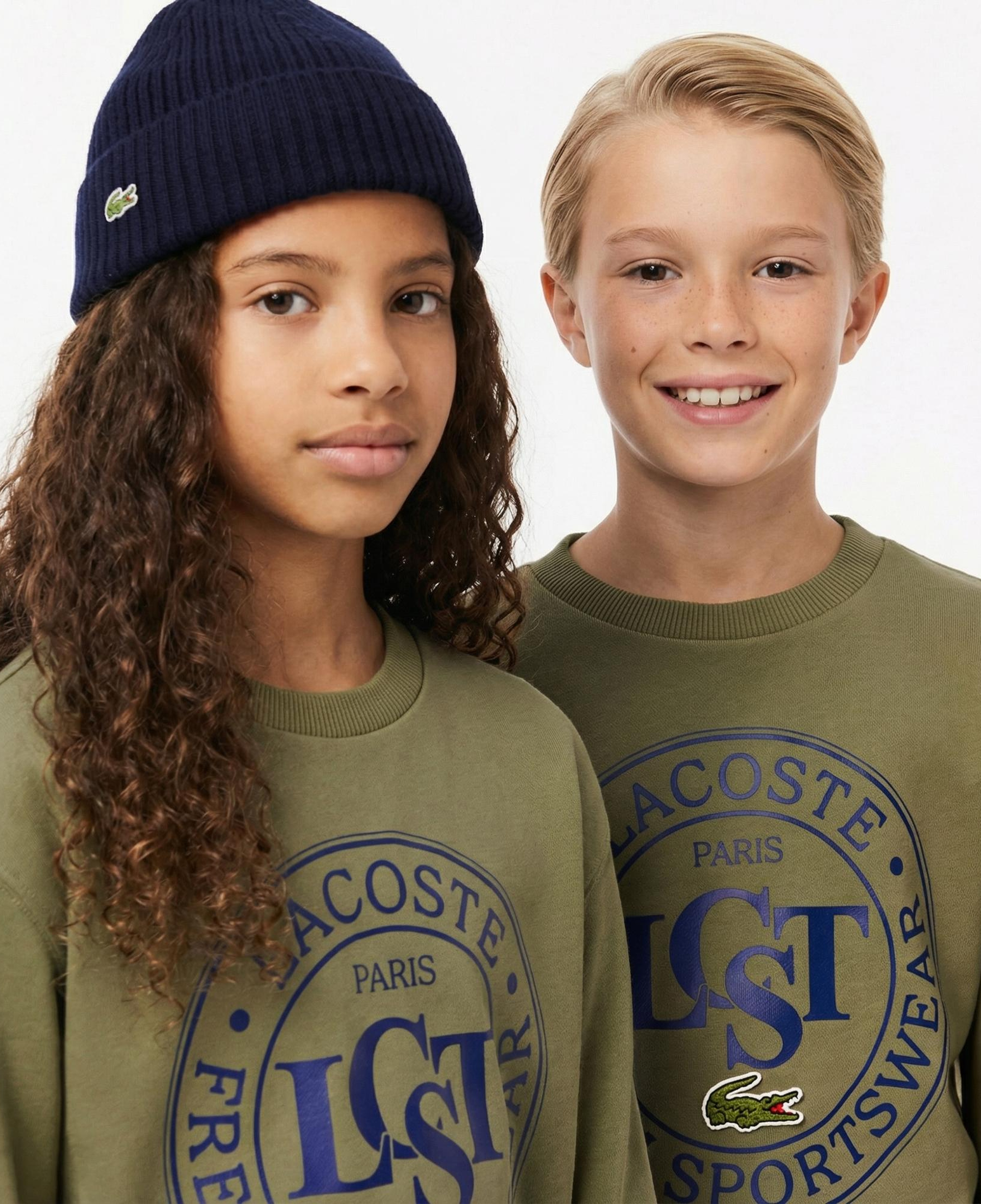 Lacoste Çocuk Bisiklet Yaka Baskılı Haki Sweatshirt