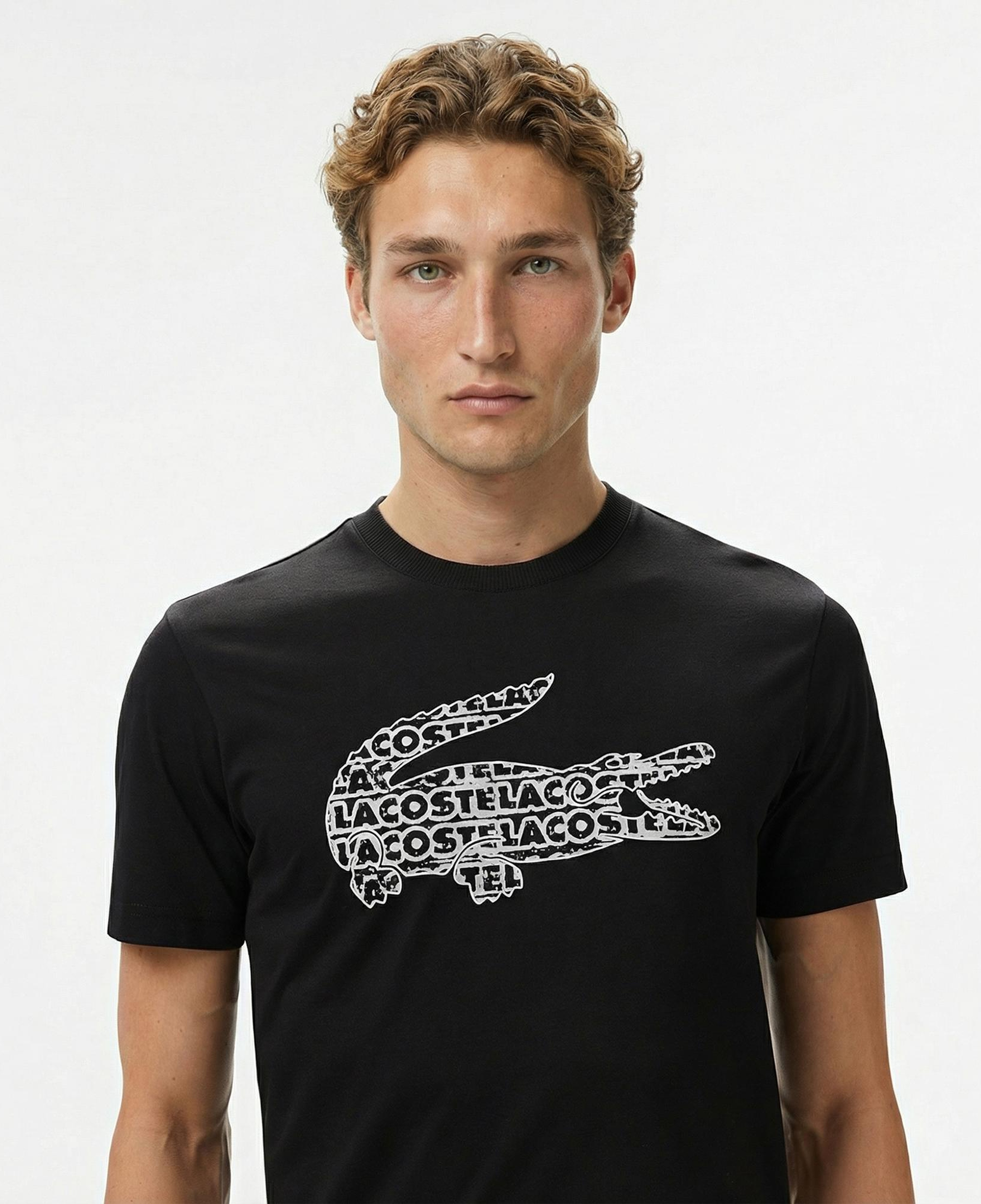 Lacoste Erkek Regular Fit Bisiklet Yaka Baskılı Siyah T-Shirt