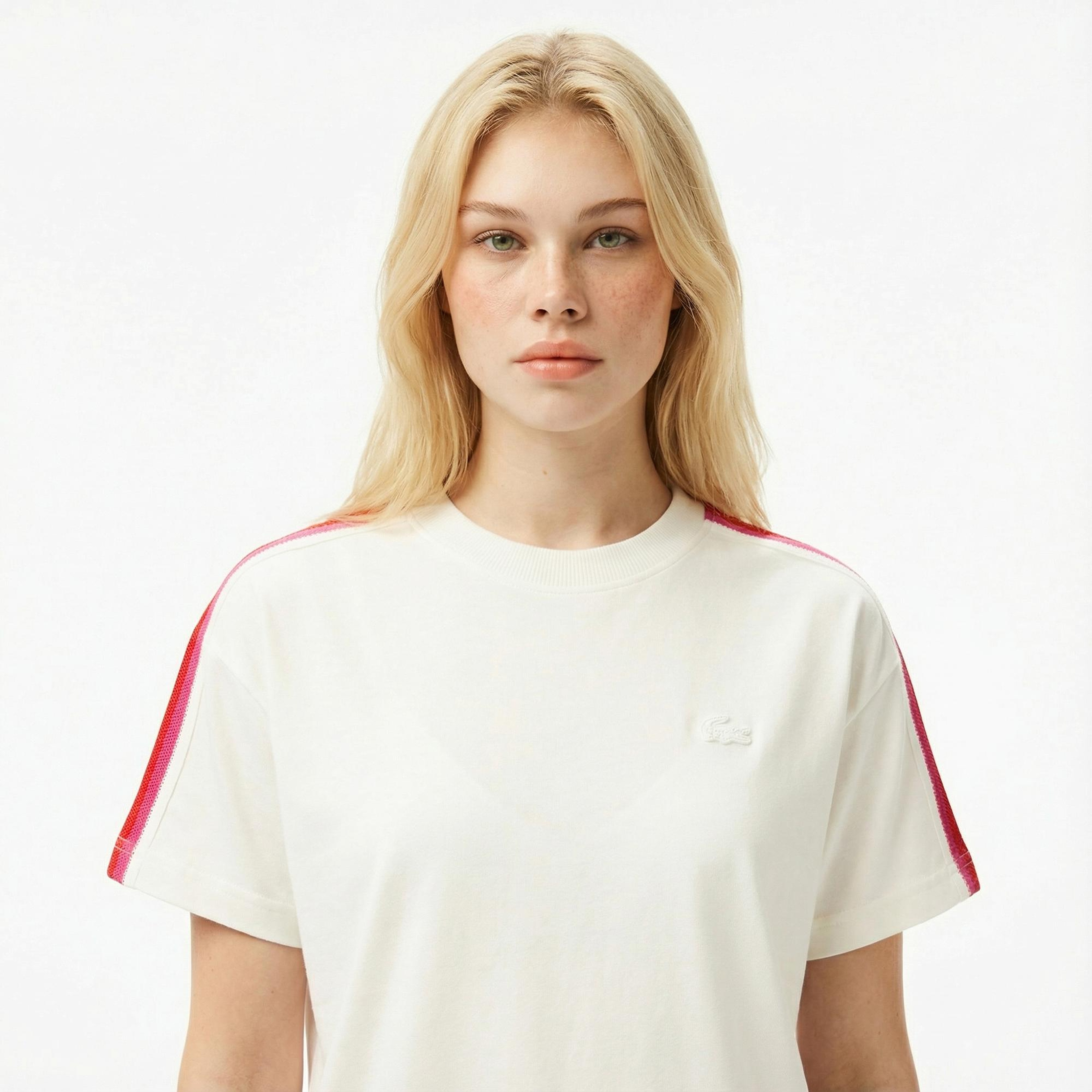 Lacoste Kadın Bisiklet Yaka Beyaz T-Shirt