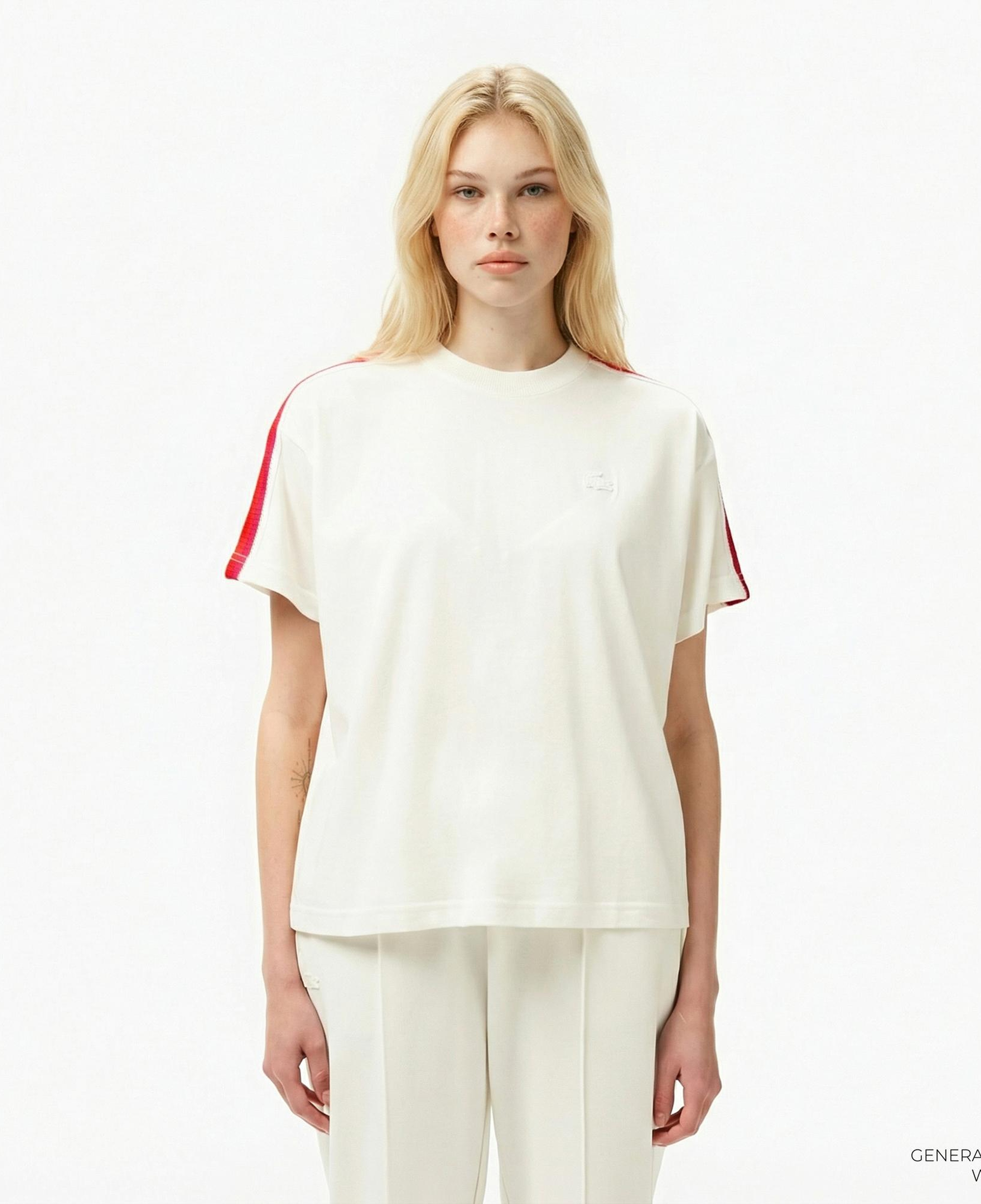 Lacoste Kadın Bisiklet Yaka Beyaz T-Shirt