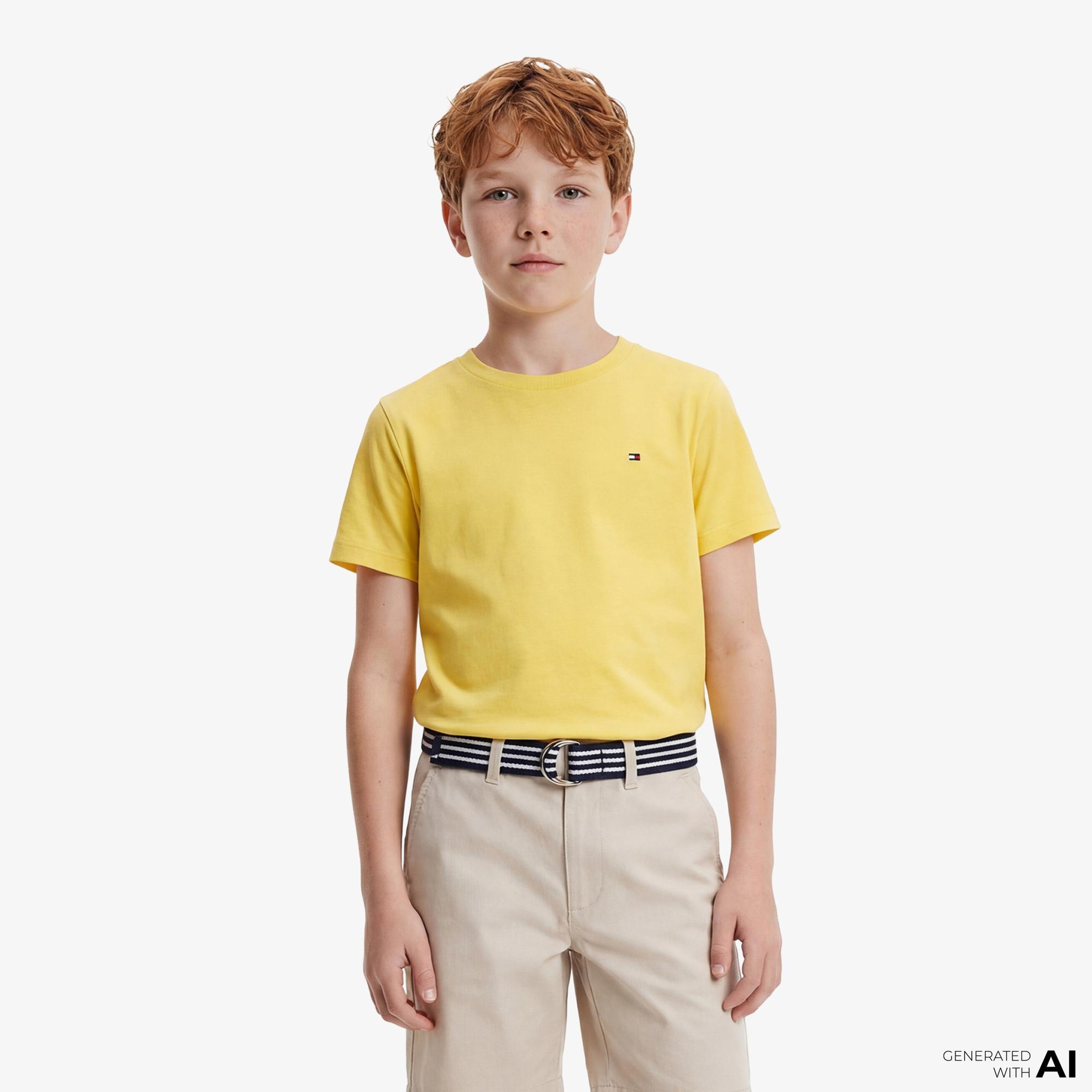 Tommy Hilfiger Essentials Çocuk Sarı Crop T-Shirt