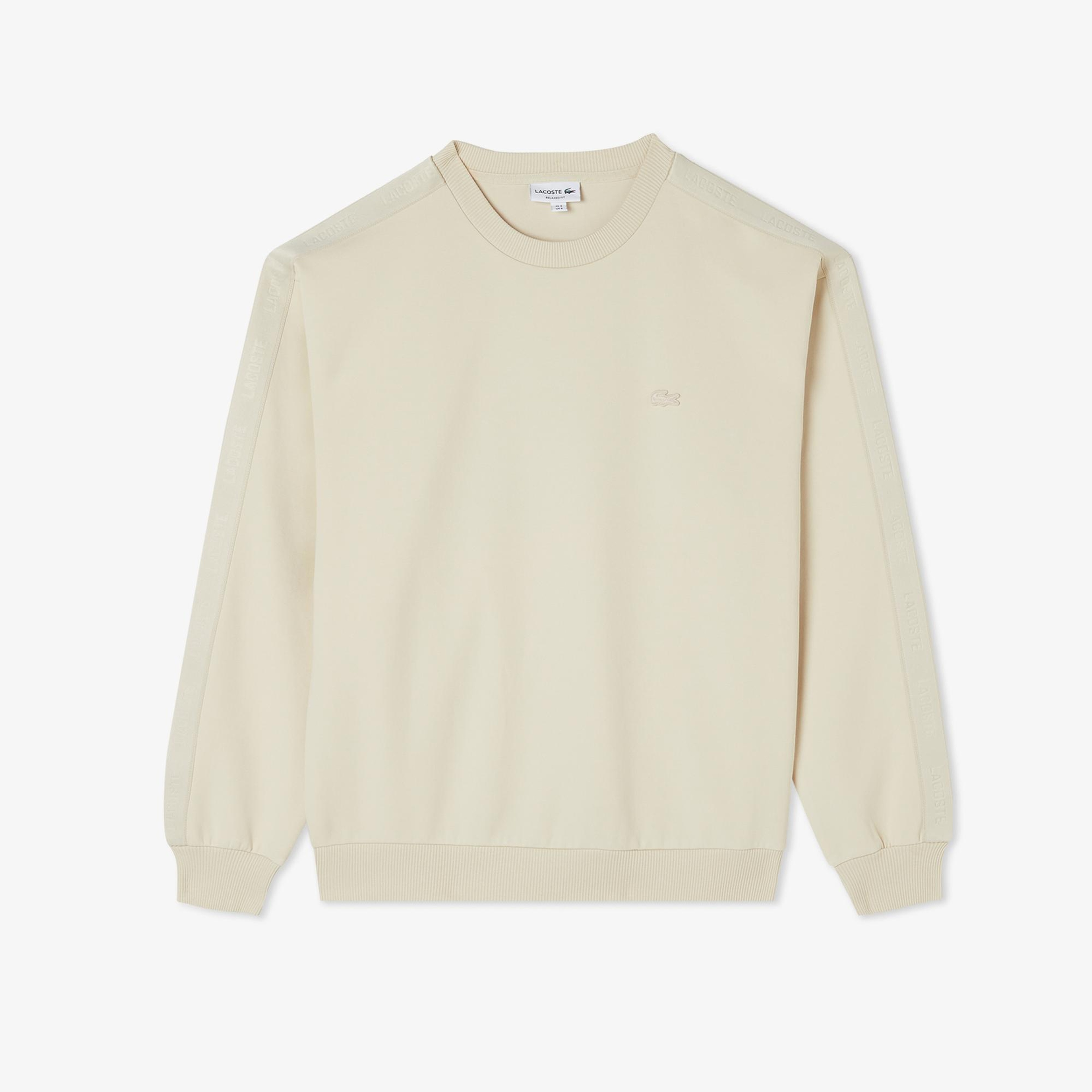 Lacoste Erkek Relaxed Fit Bisiklet Yaka Açık Krem Sweatshirt