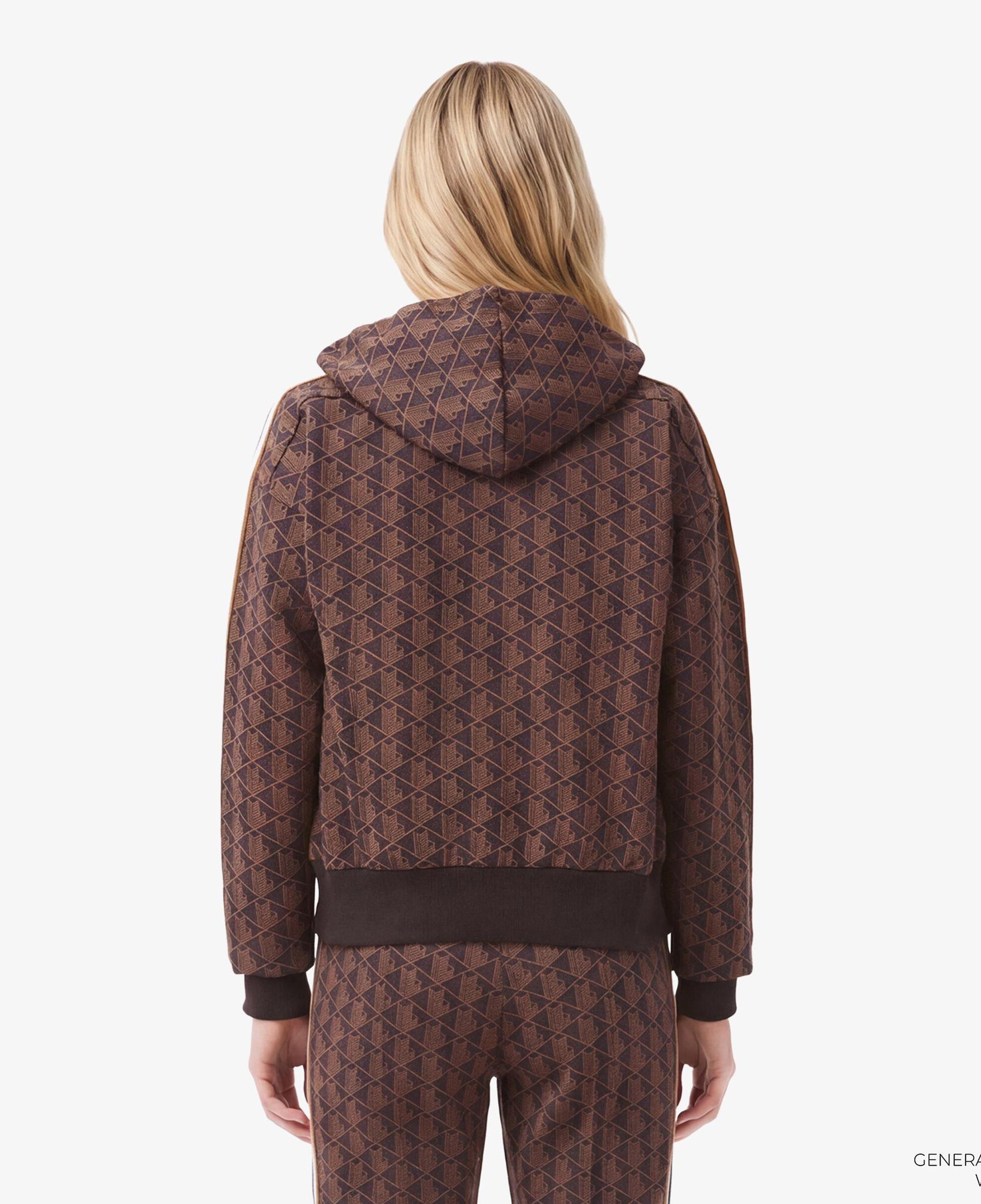 Lacoste Kadın Regular Fit Kapüşonlu Monogram Kahverengi Sweatshirt