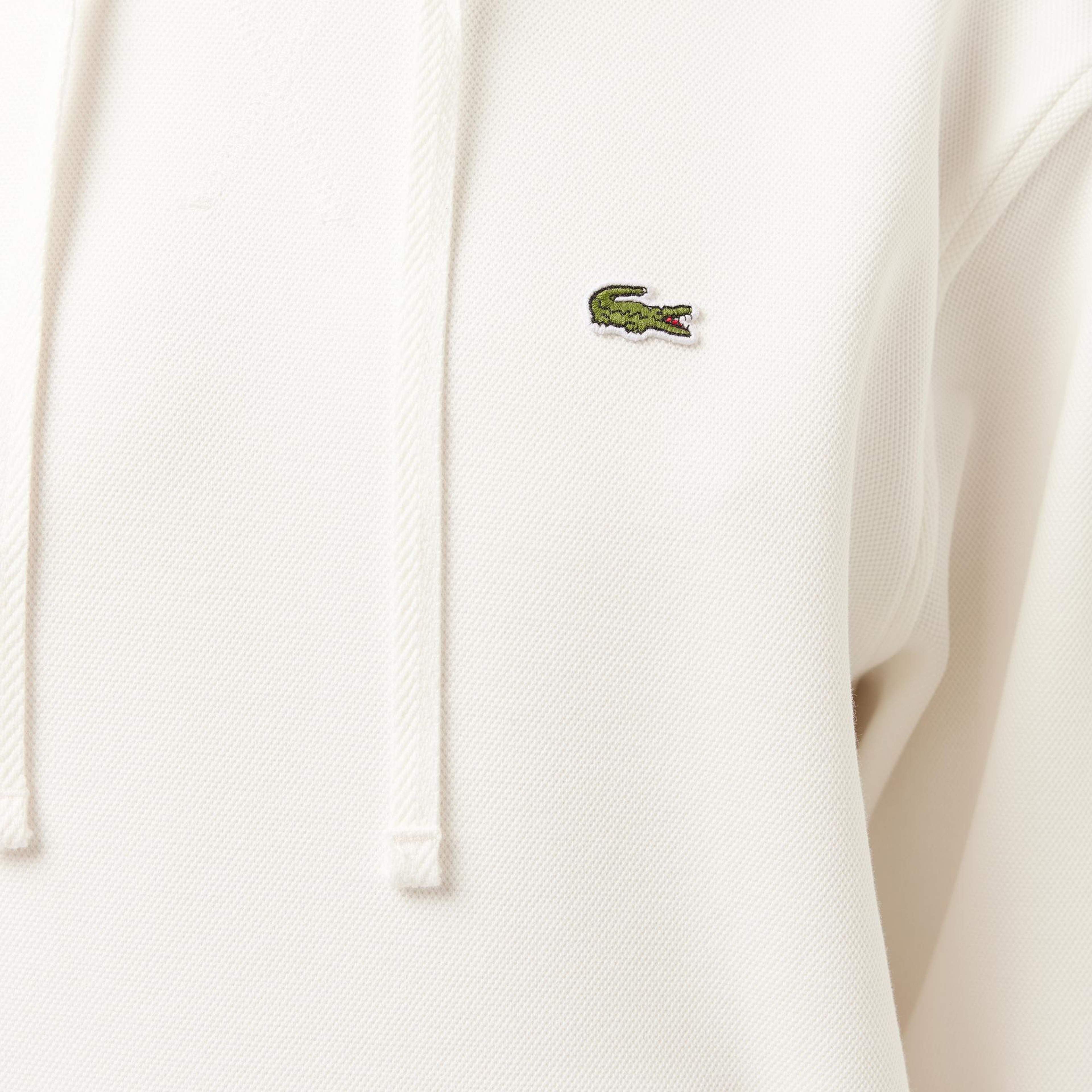 Lacoste Kadın Relaxed Fit Kapüşonlu Beyaz Sweatshirt