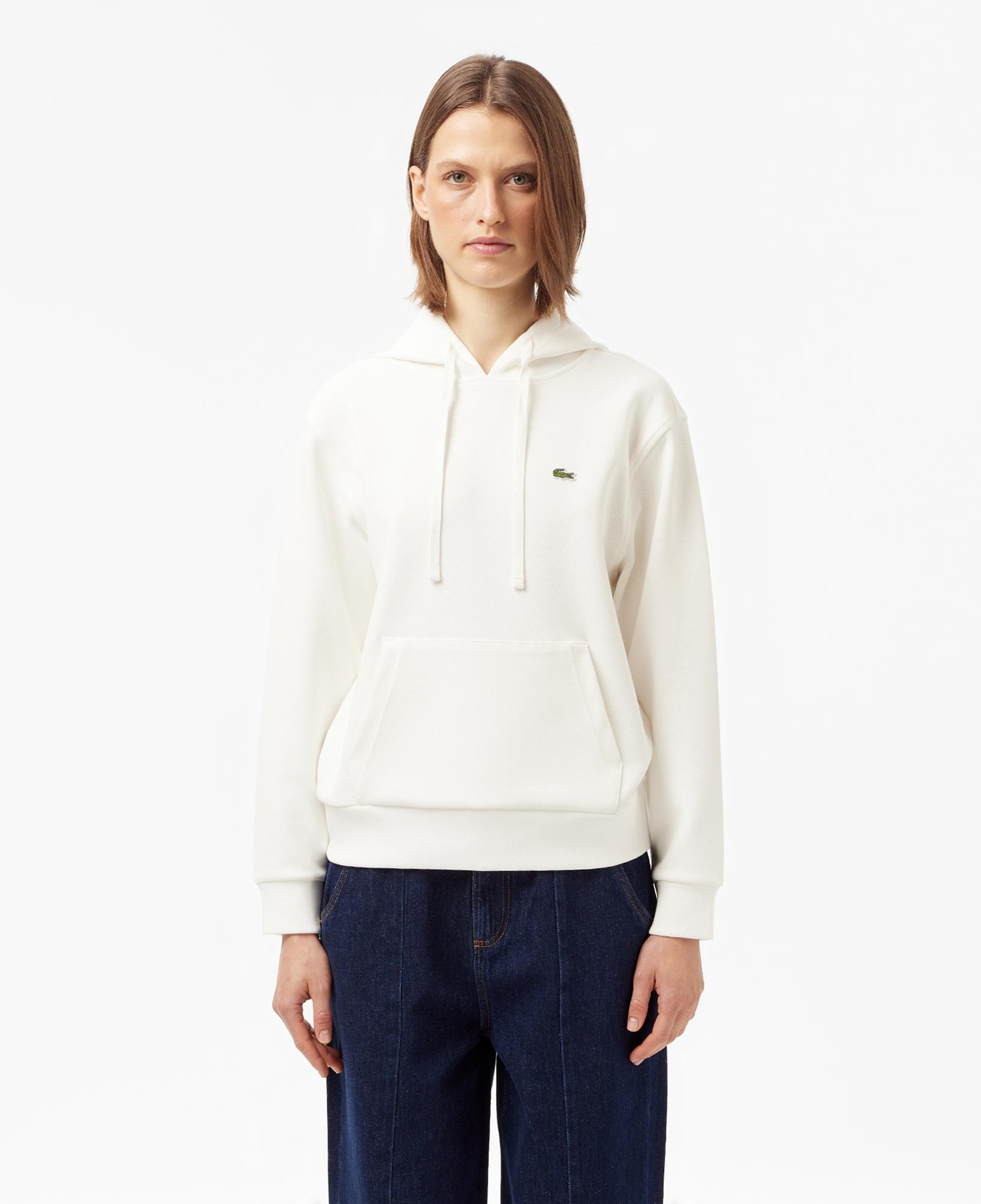 Lacoste Kadın Relaxed Fit Kapüşonlu Beyaz Sweatshirt
