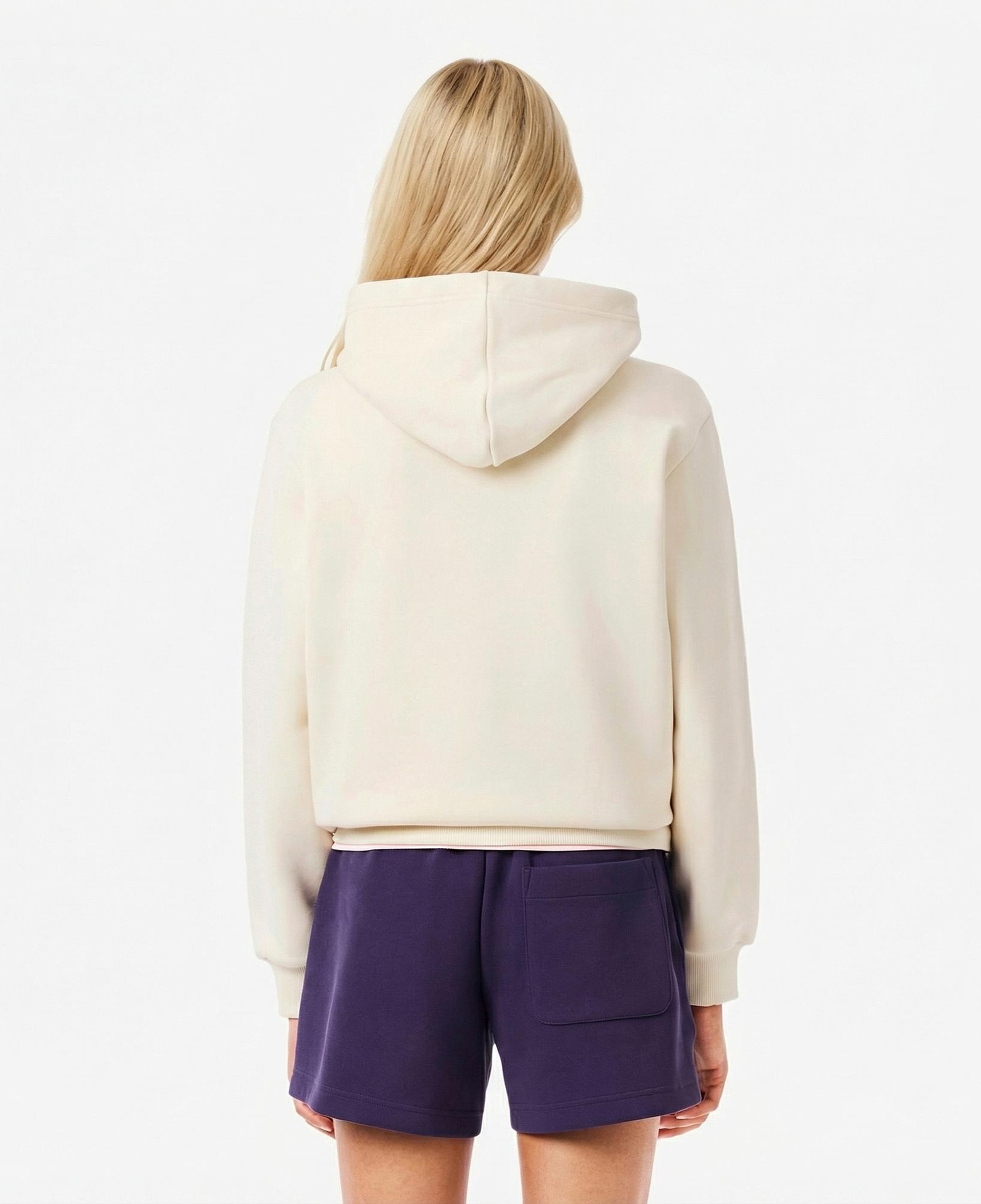 Lacoste Kadın Relaxed Fit Kapüşonlu Baskılı Krem Sweatshirt