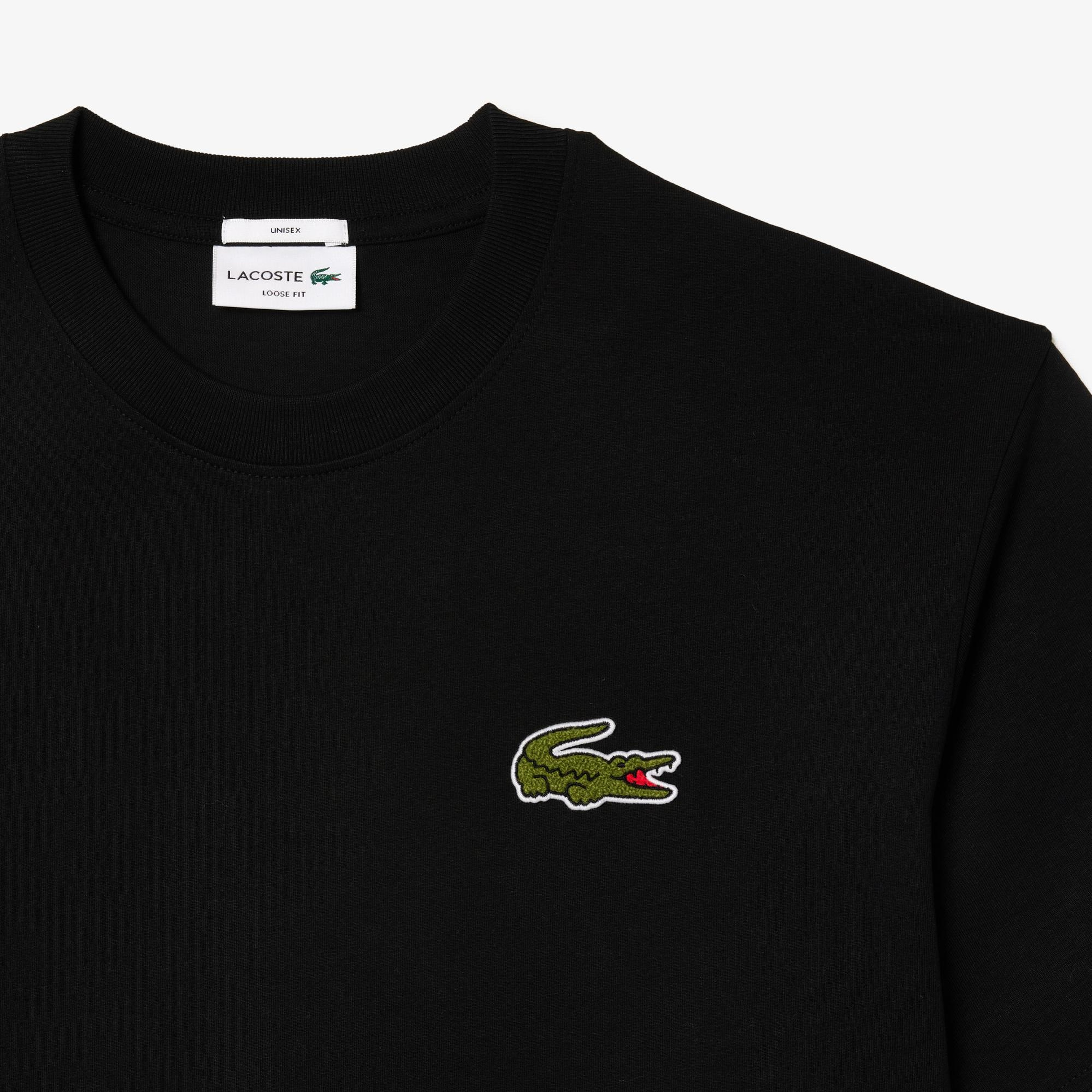 Lacoste Unisex Loose Fit Bisiklet Yaka Siyah T-Shirt