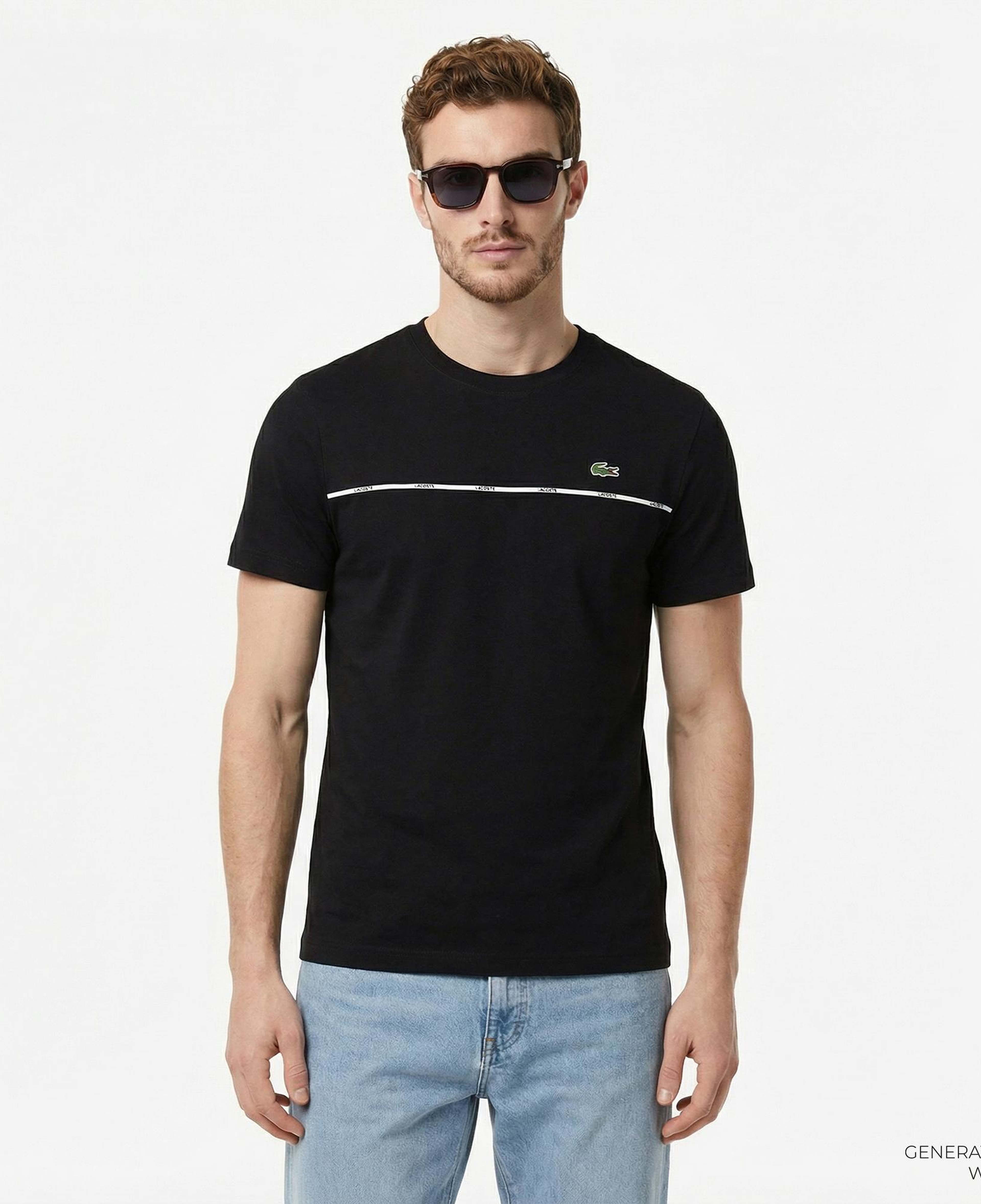 Lacoste Erkek Regular Fit Bisiklet Yaka Baskılı Siyah T-Shirt