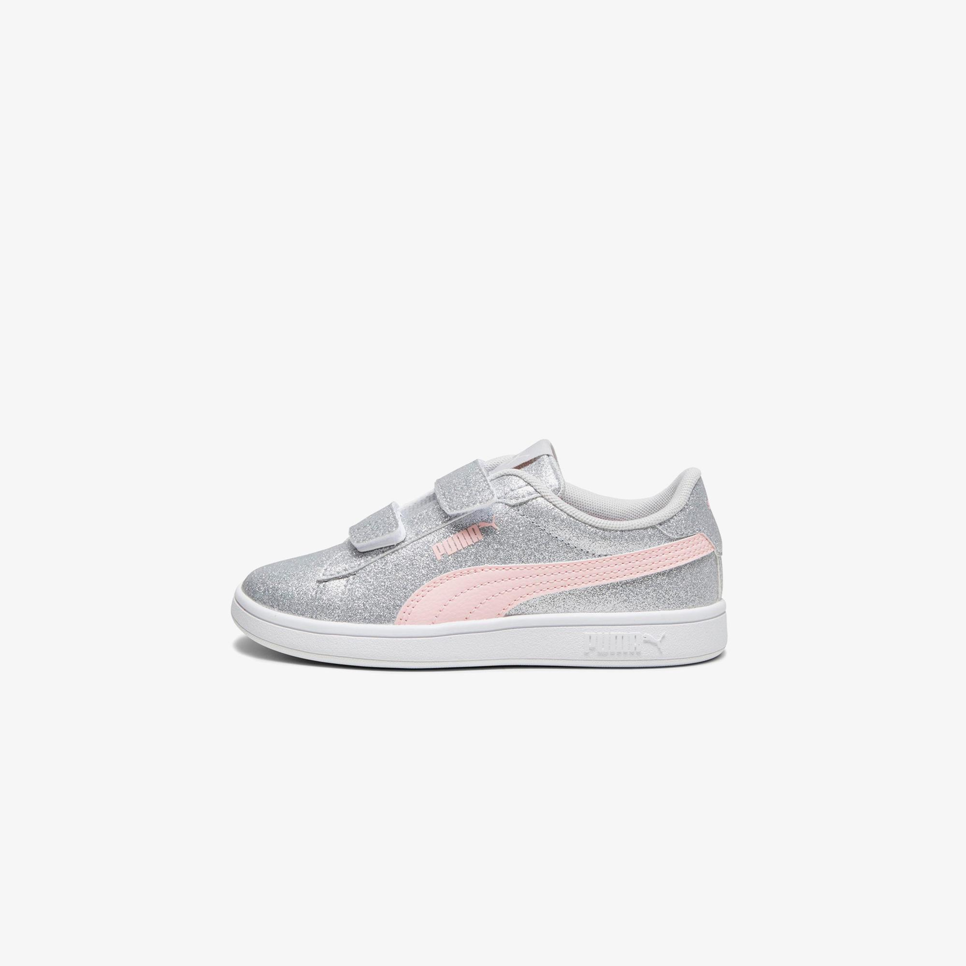 Puma Smash 3.0 Gliz Glam V PS Çocuk Gri Spor Ayakkabı