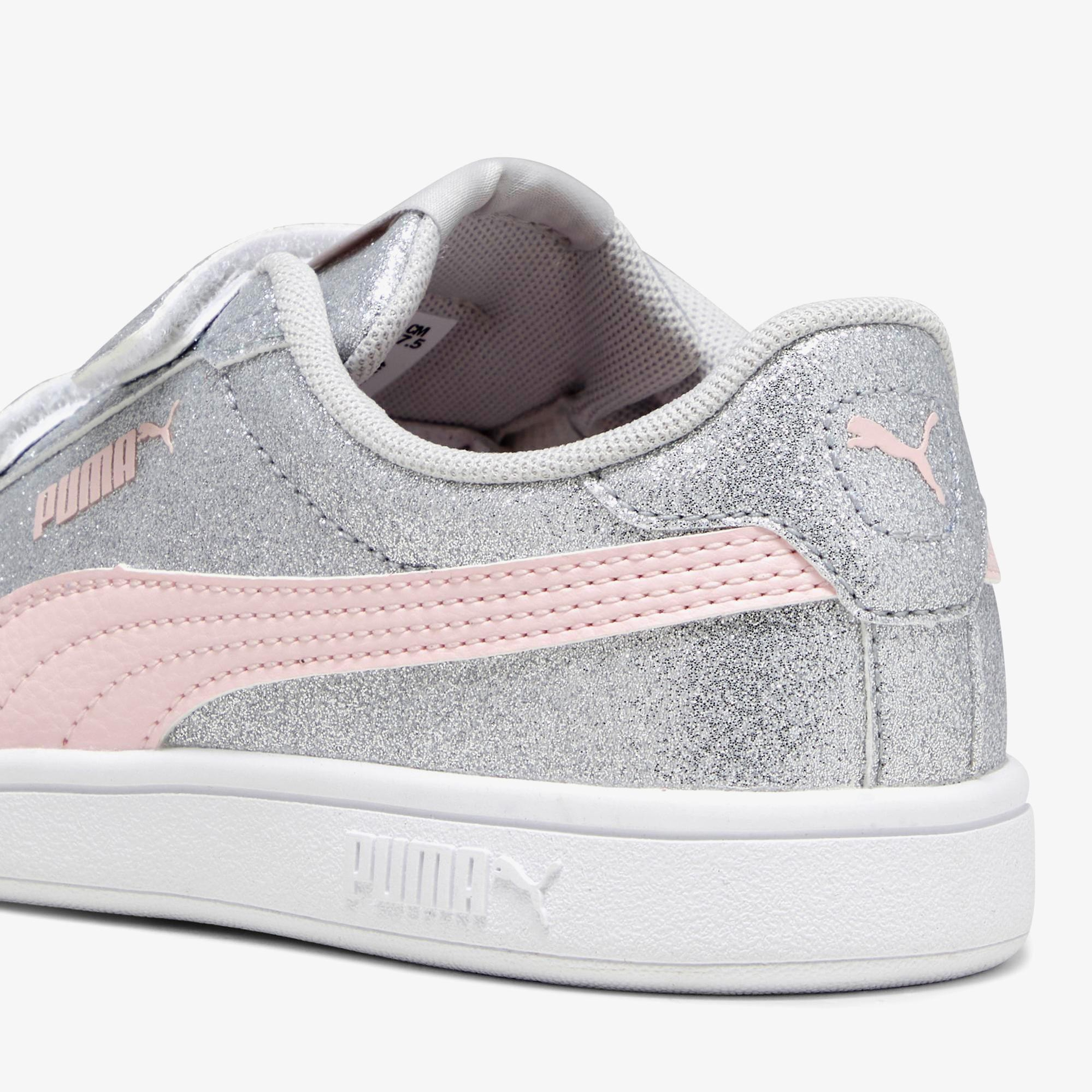 Puma Smash 3.0 Gliz Glam V PS Çocuk Gri Spor Ayakkabı